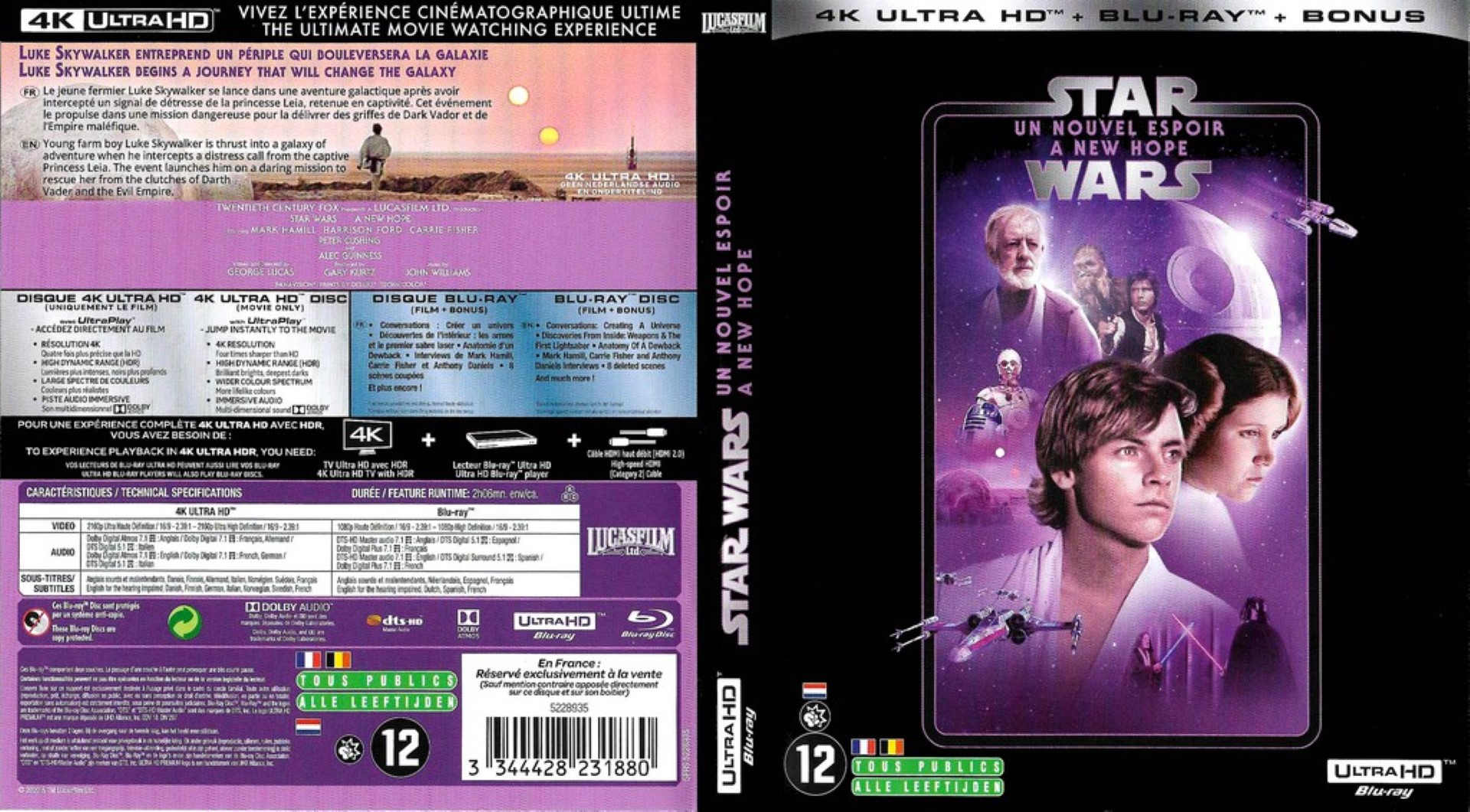Jaquette DVD Star Wars 4 - Un Nouvel Espoir - 4K (BLU-RAY)