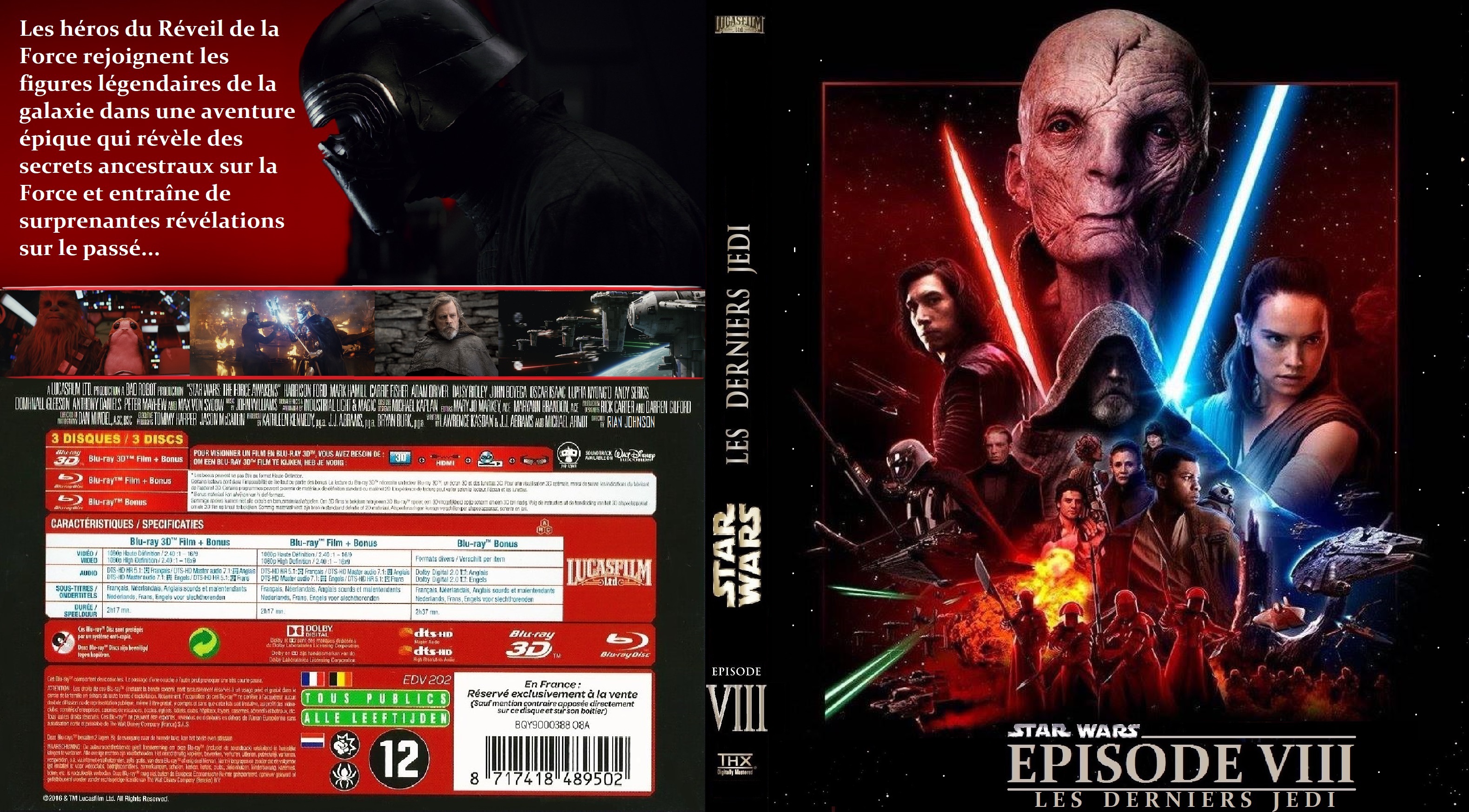 Jaquette DVD Star Wars Episode VIII Les Derniers Jedi custom (BLU-RAY)