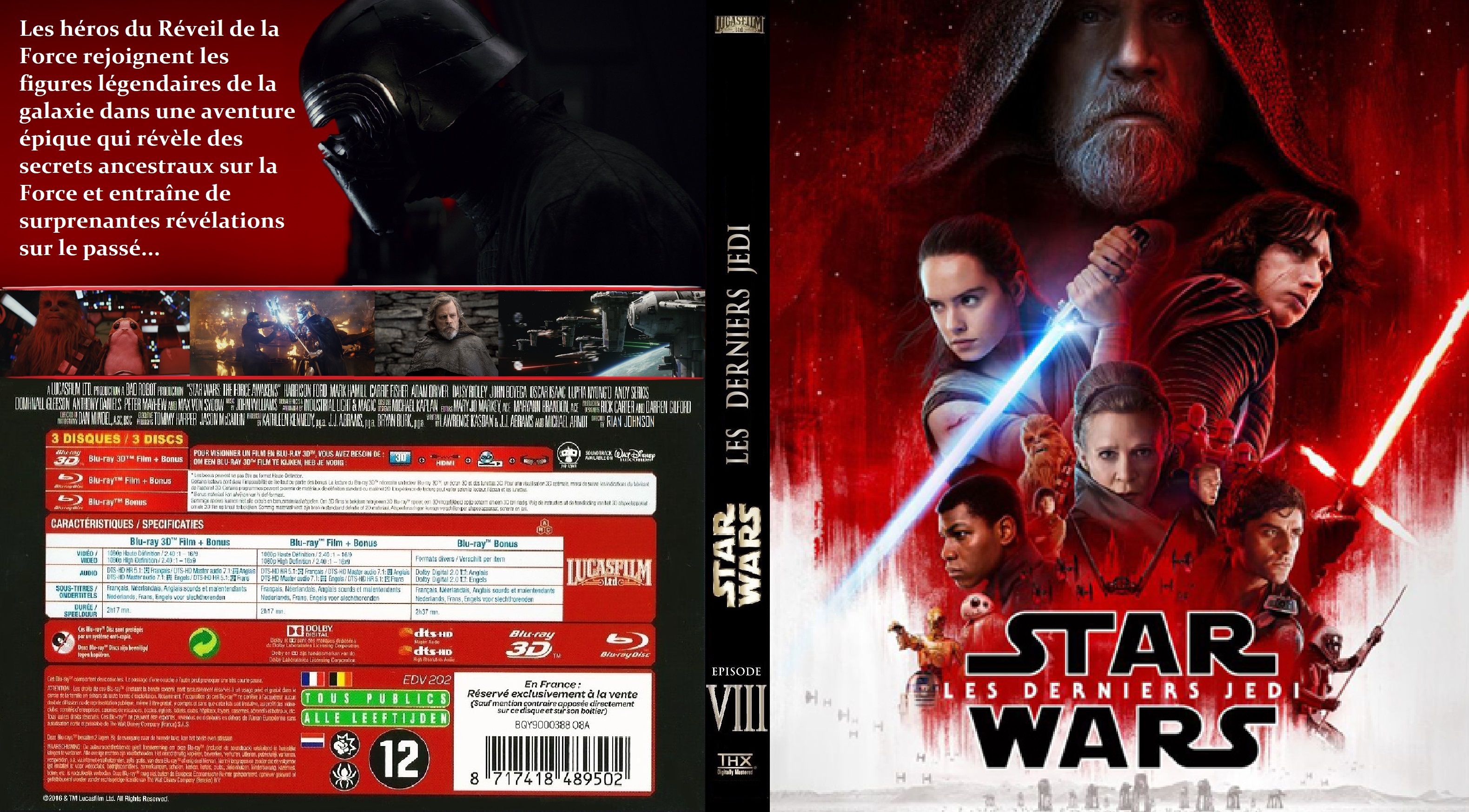 Jaquette DVD Star Wars Episode VIII Les Derniers Jedi custom (BLU-RAY) v2