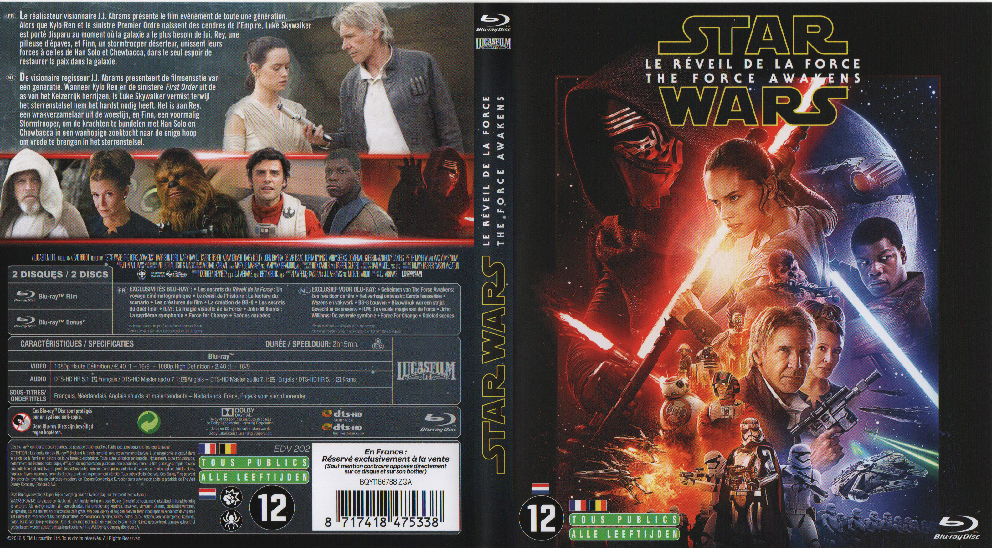 Jaquette DVD Star Wars Episode VII Le Reveil de la Force (BLU-RAY)
