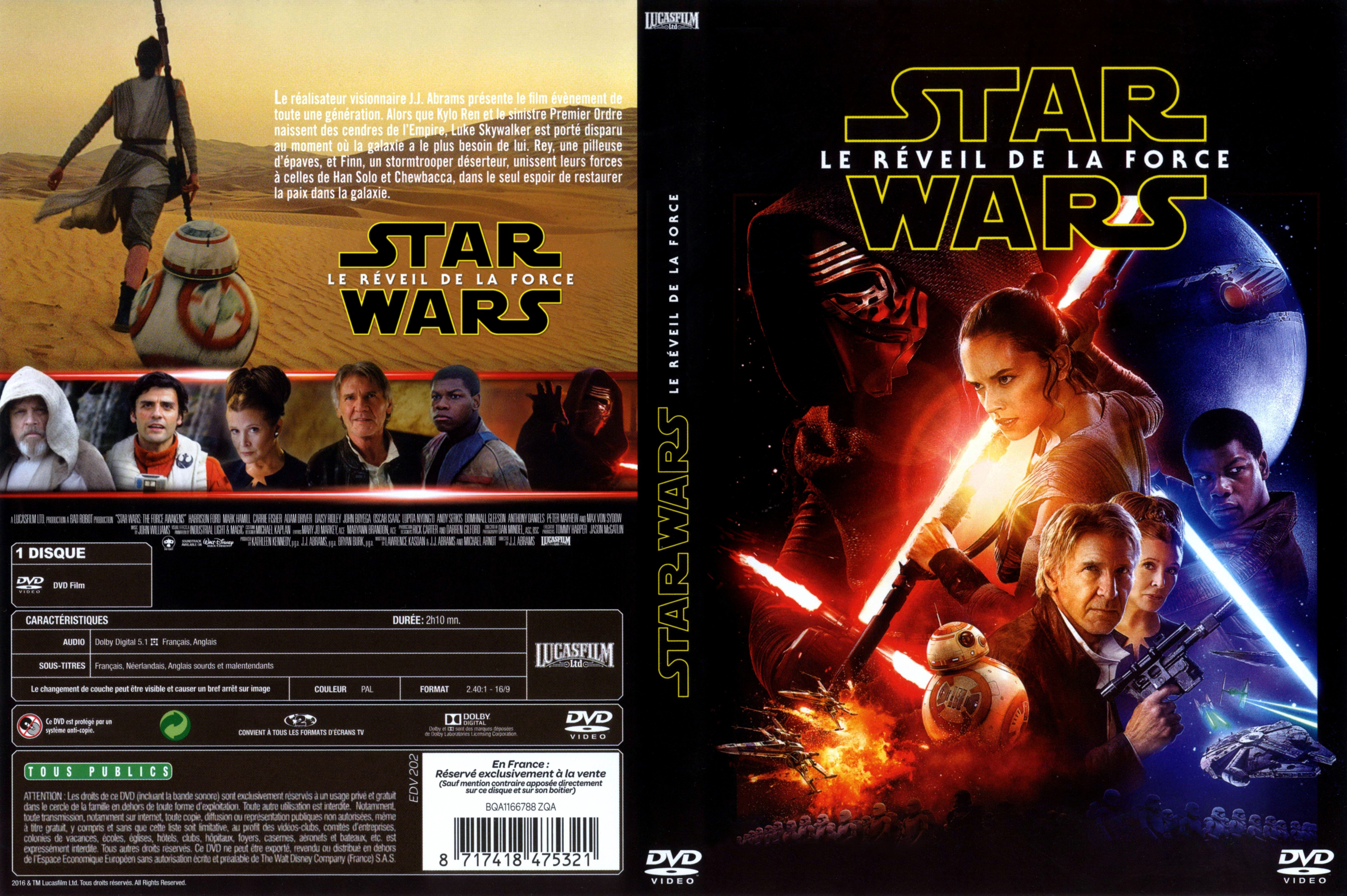 Jaquette DVD Star Wars Episode VII Le Reveil de la Force custom v4