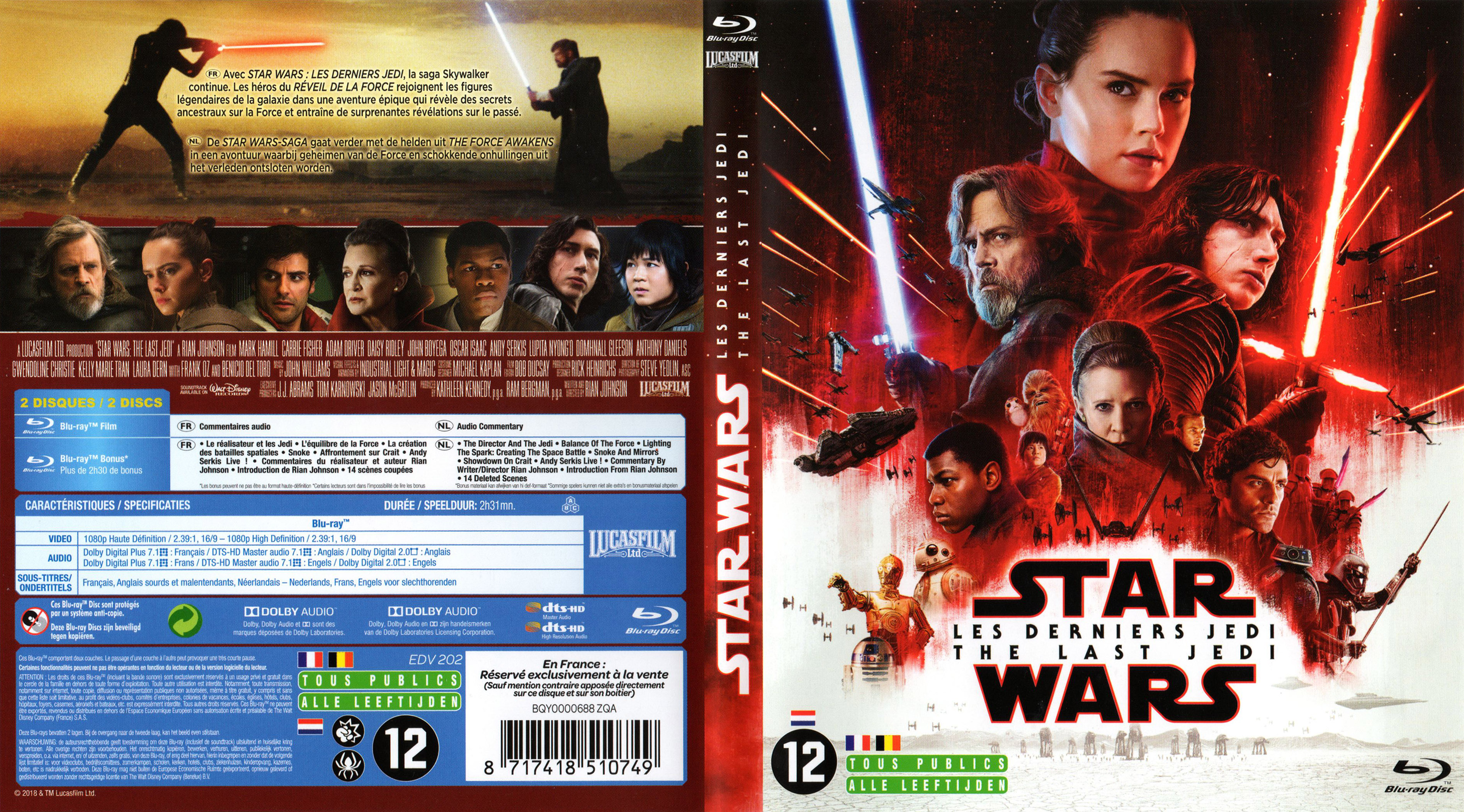 Jaquette DVD Star Wars Les derniers jedi (BLU-RAY)