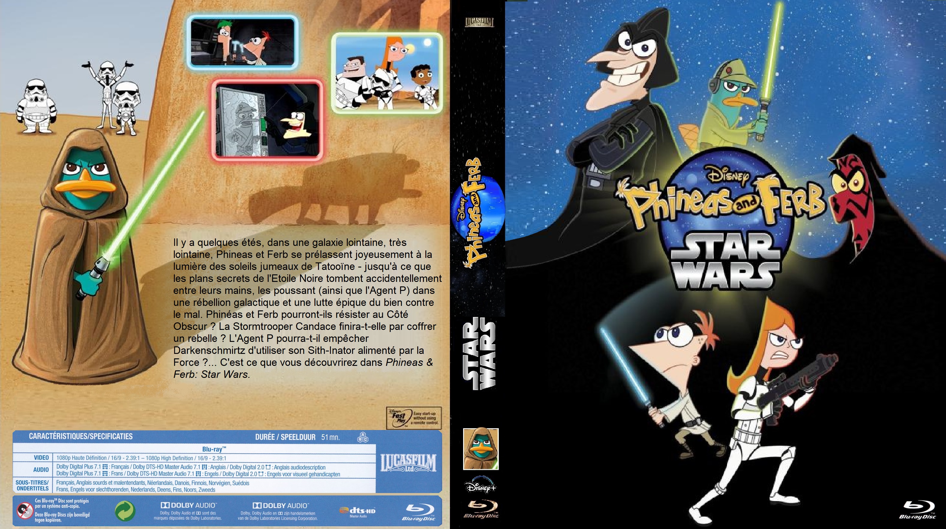 Jaquette DVD Star Wars Phineas et Ferb custom (BLU-RAY)