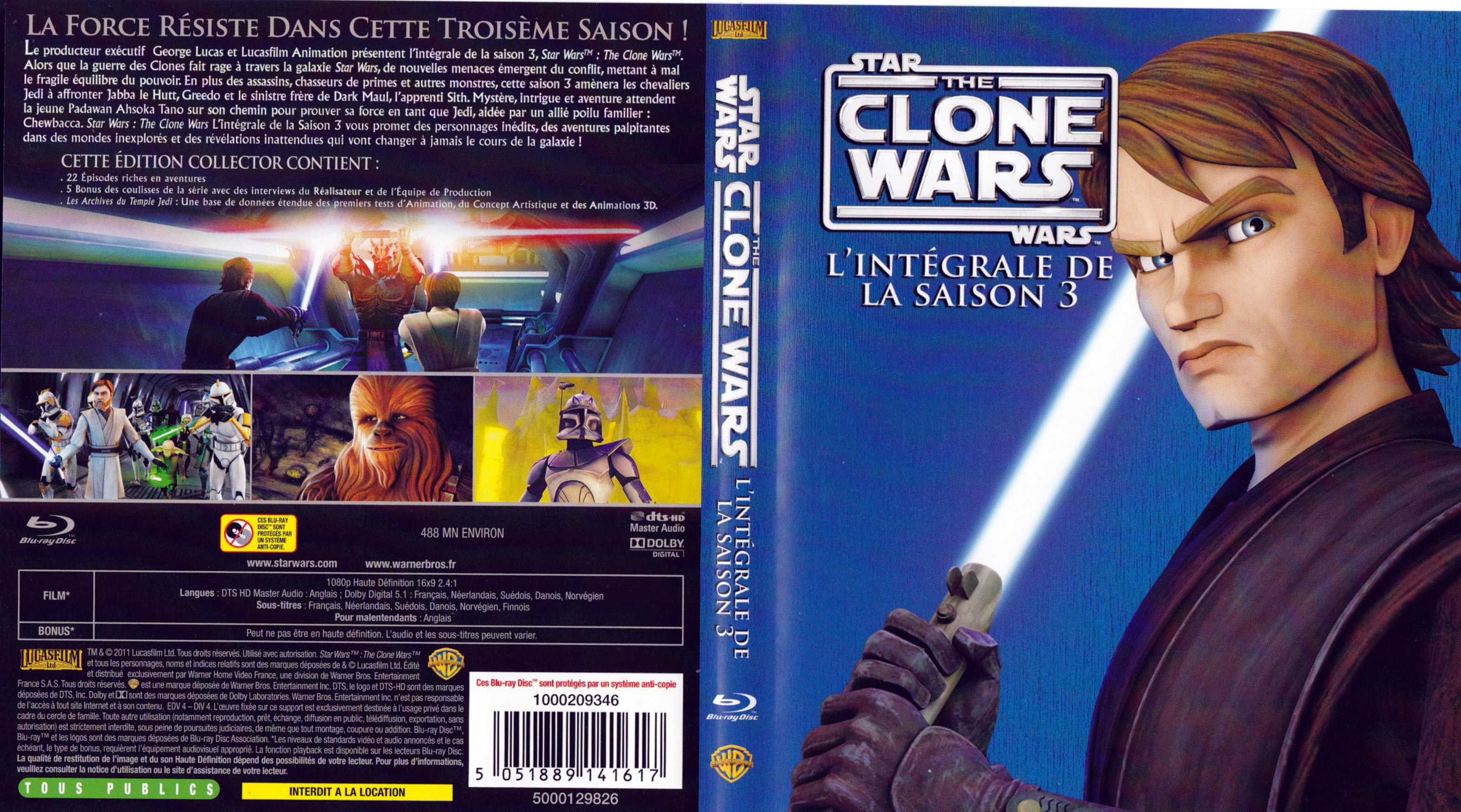 Jaquette DVD Star Wars The Clone Wars Saison 3 (BLU-RAY)