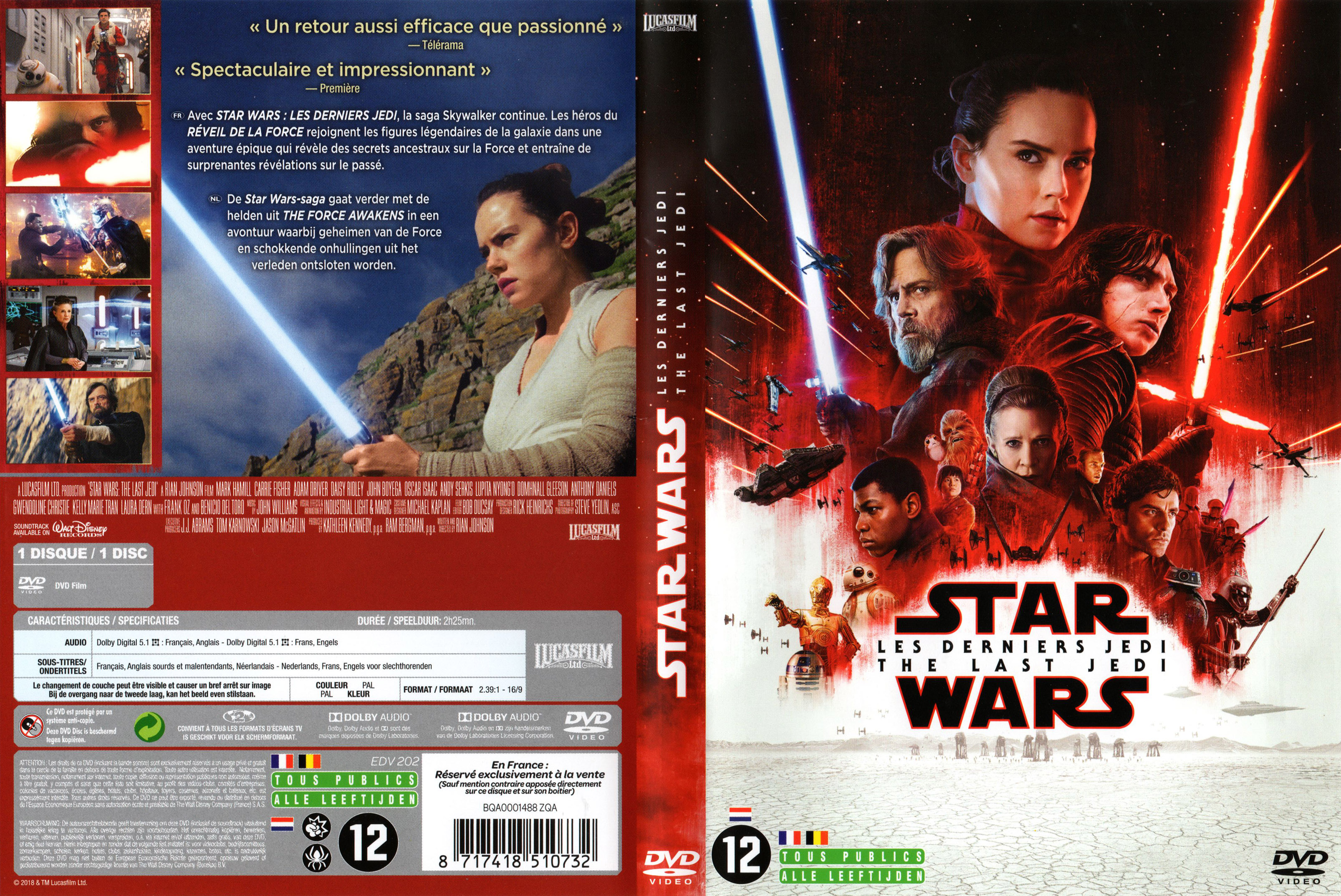 Jaquette DVD Star Wars VIII Les derniers Jedi