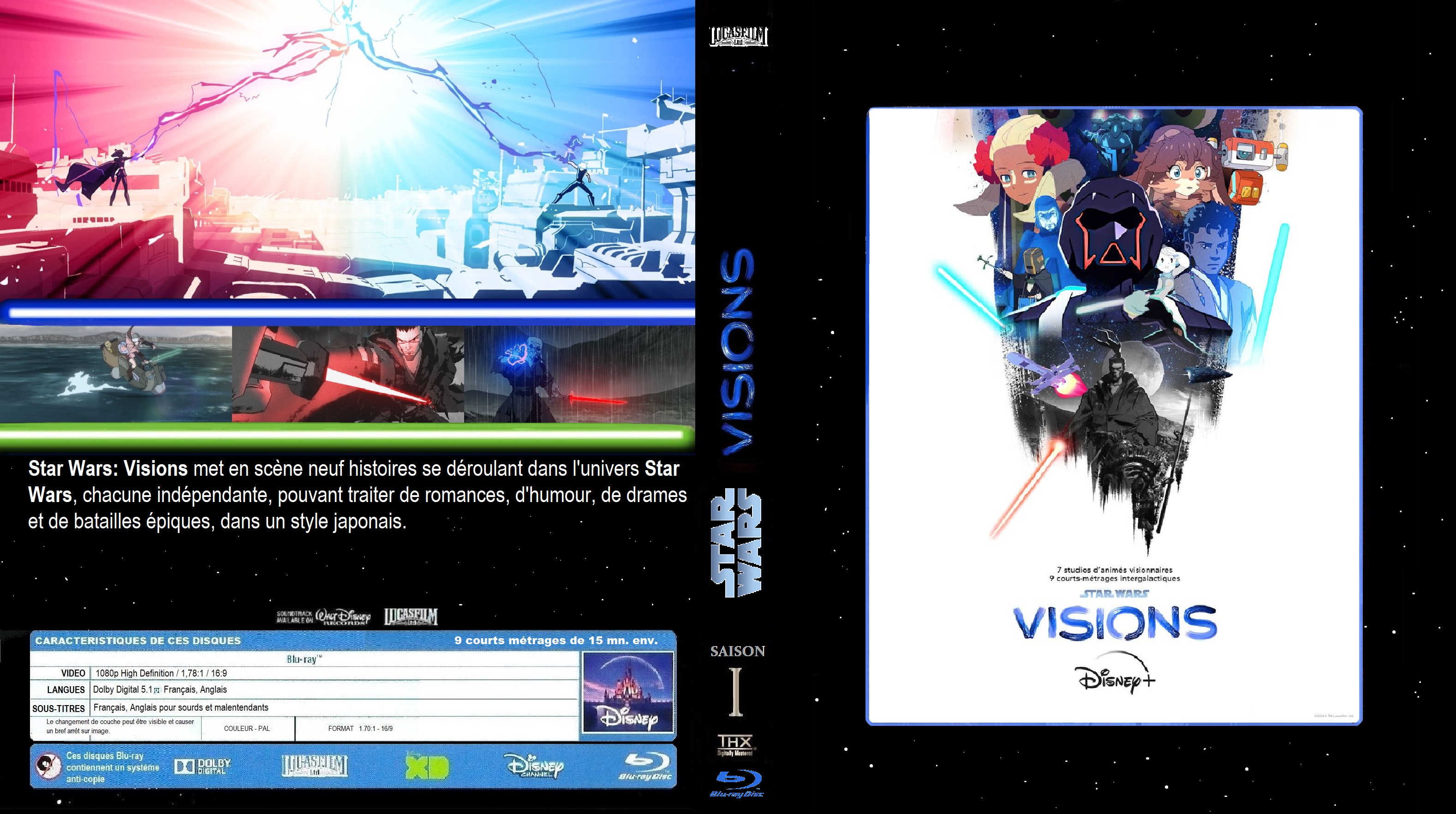 Jaquette DVD Star Wars Visions Saison 1 custom  BLU RAY