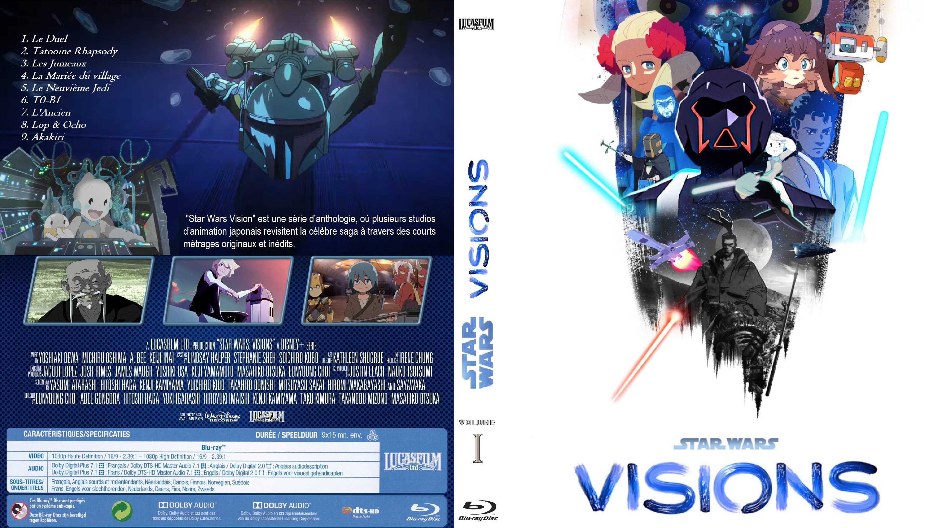 Jaquette DVD Star Wars Visions Volume 1 custom  BLU RAY