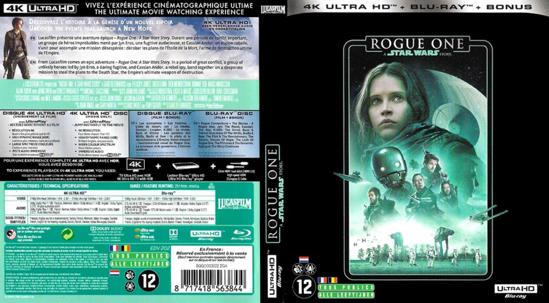 Jaquette DVD Star Wars - Rogue One - 4K (BLU-RAY)