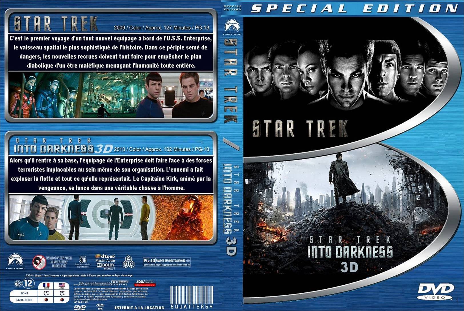 Jaquette DVD Star trek + Star Trek Into Darkness custom (BLU-RAY)