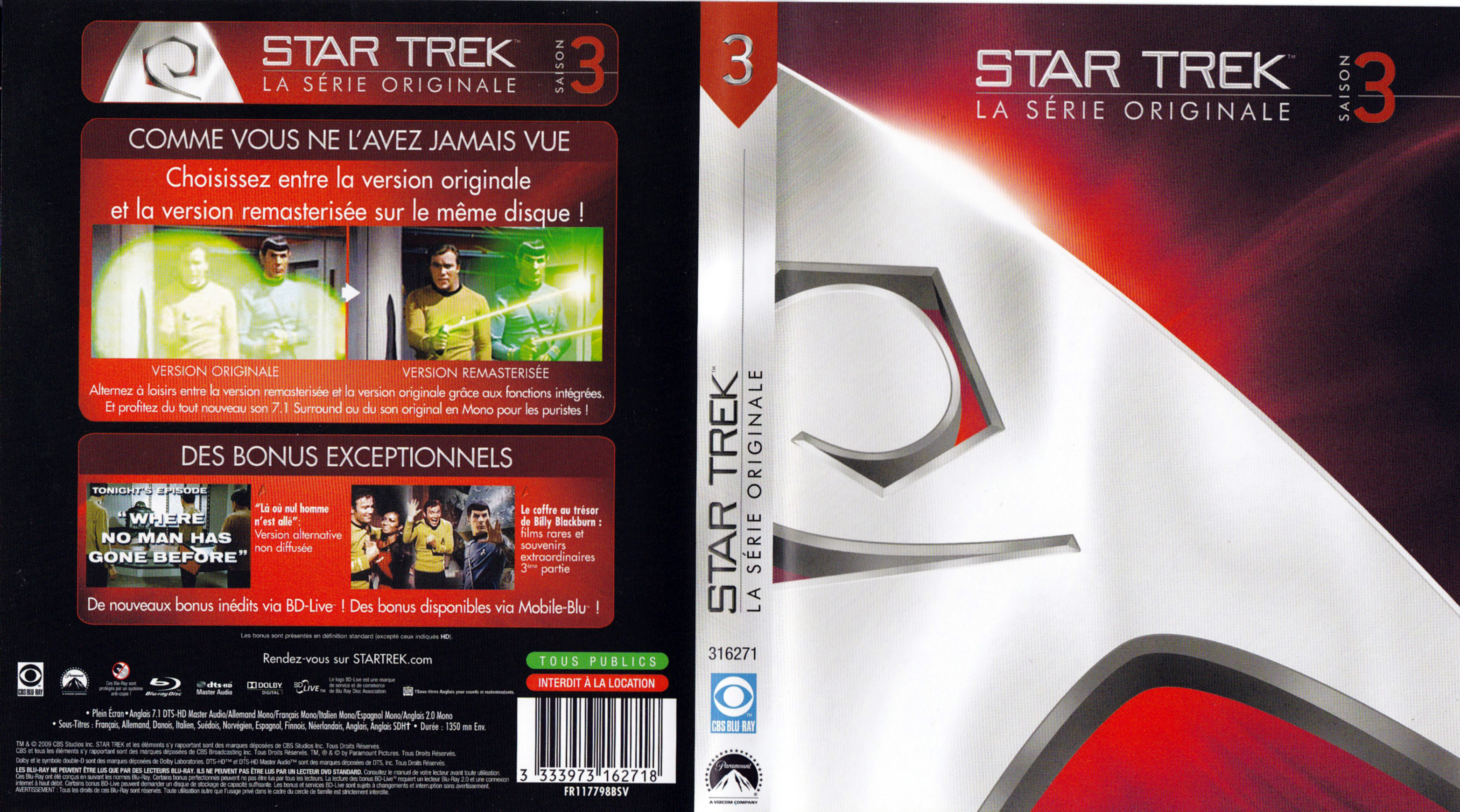 Jaquette DVD Star trek Saison 3 (BLU-RAY)