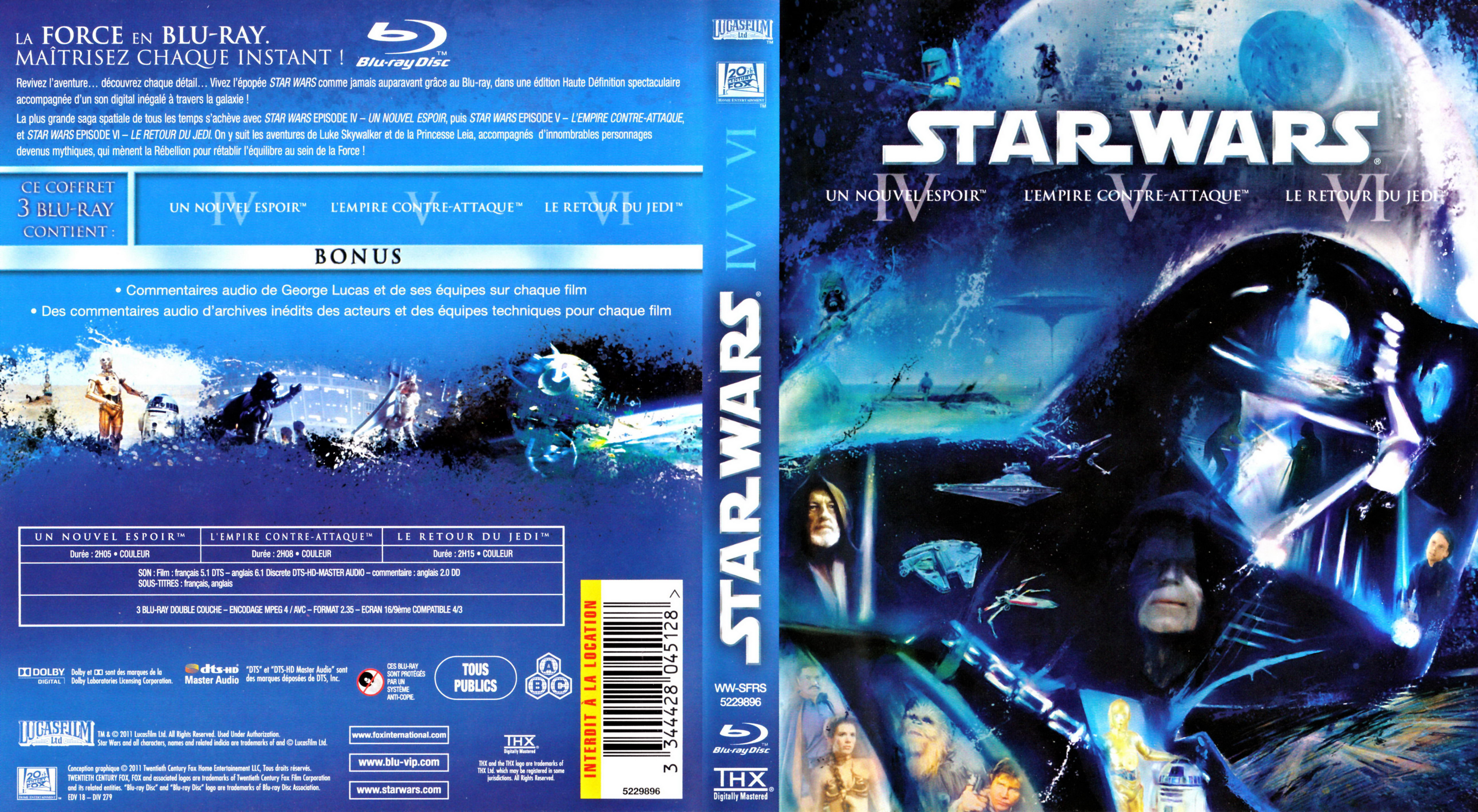 Jaquette DVD Star wars Episode 4 5 6 (BLU-RAY)