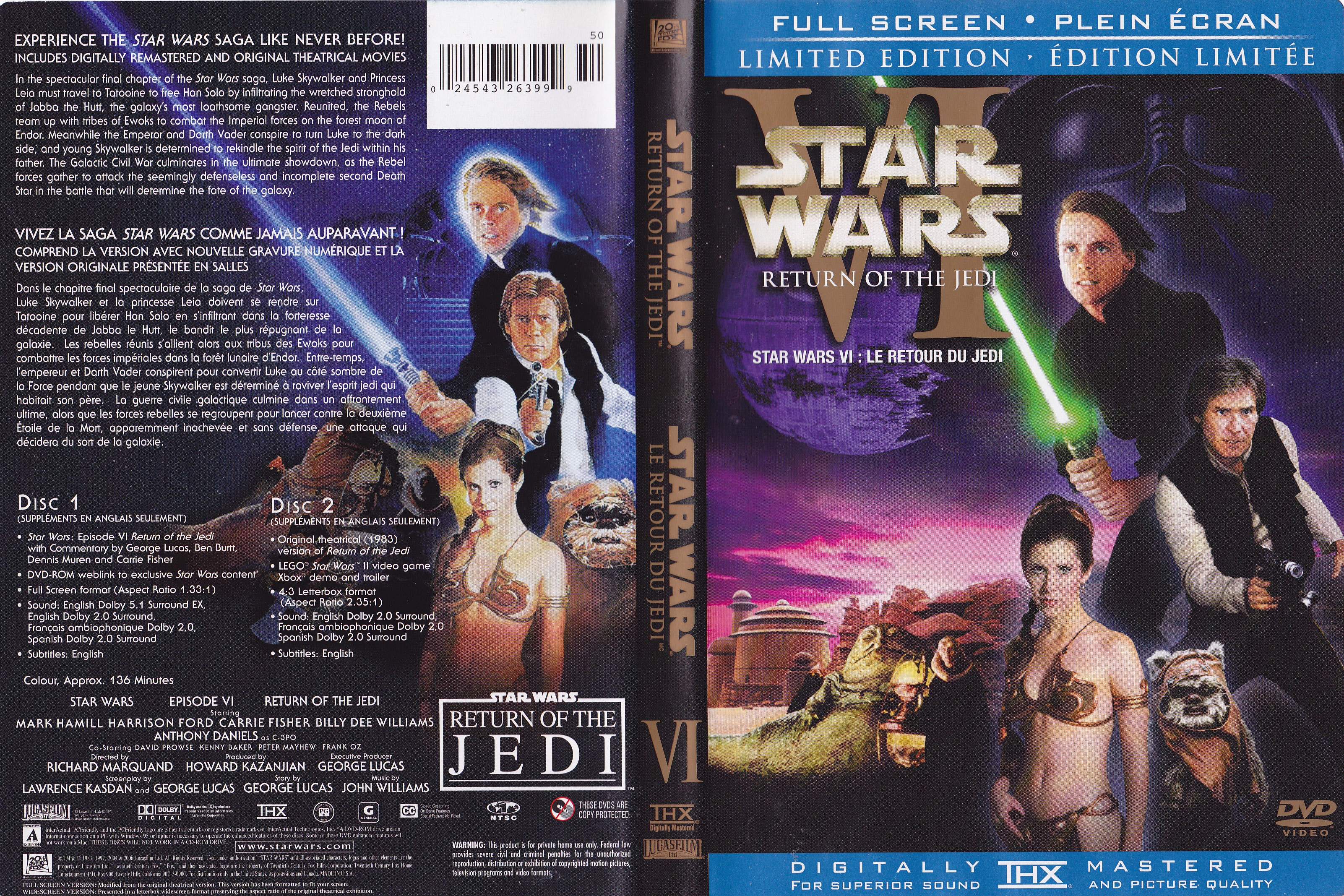 Jaquette DVD Star wars - Return of the jeidi (Canadienne)