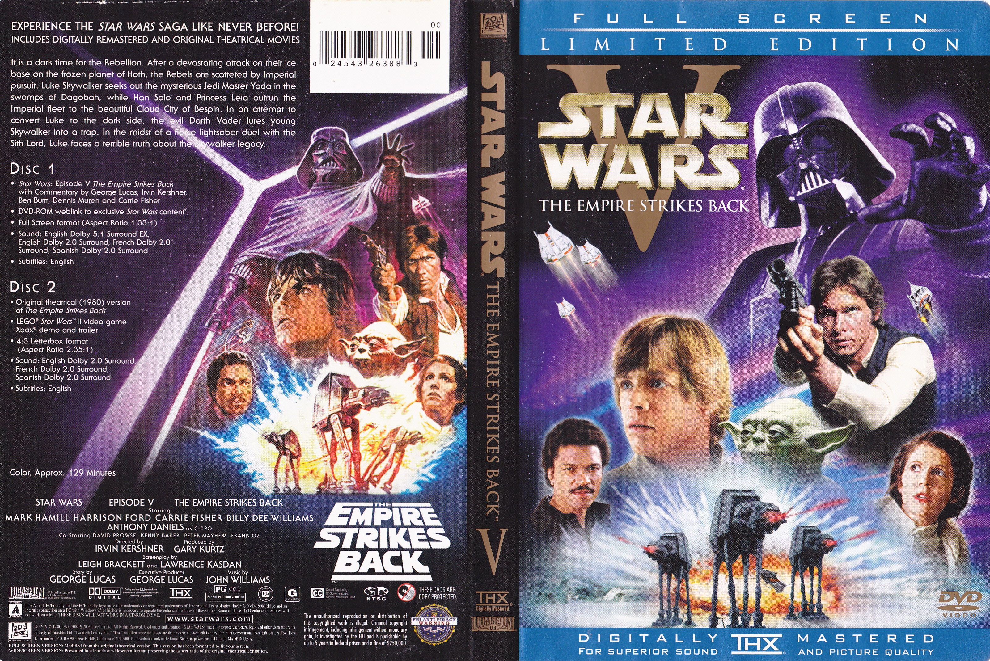 Jaquette DVD Star wars - The empire strikes back (Canadienne)