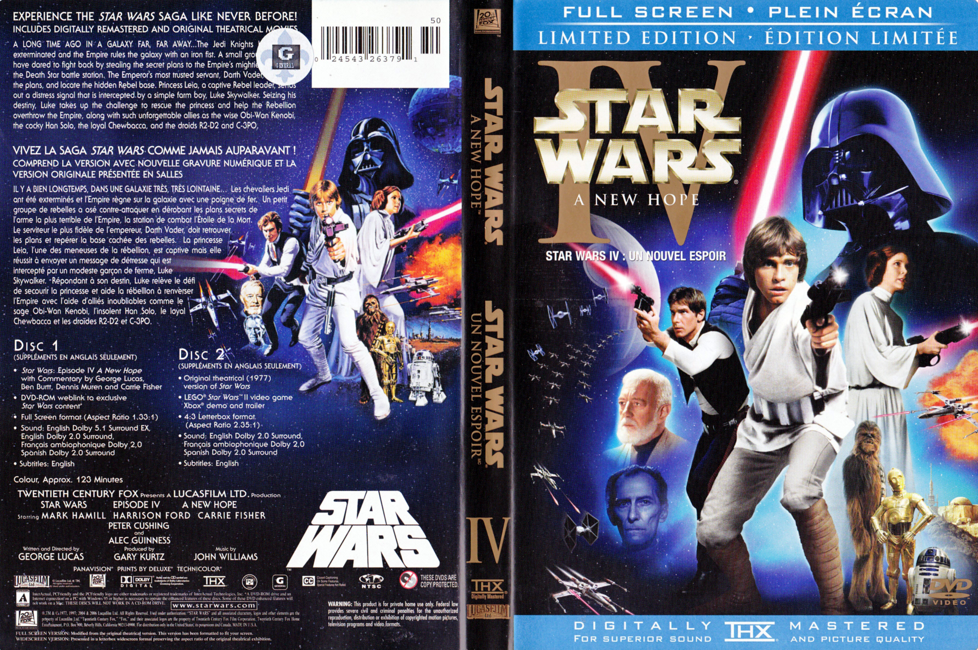 Jaquette DVD Star wars un nouvel espoir - Star wars A New hope (Canadienne)