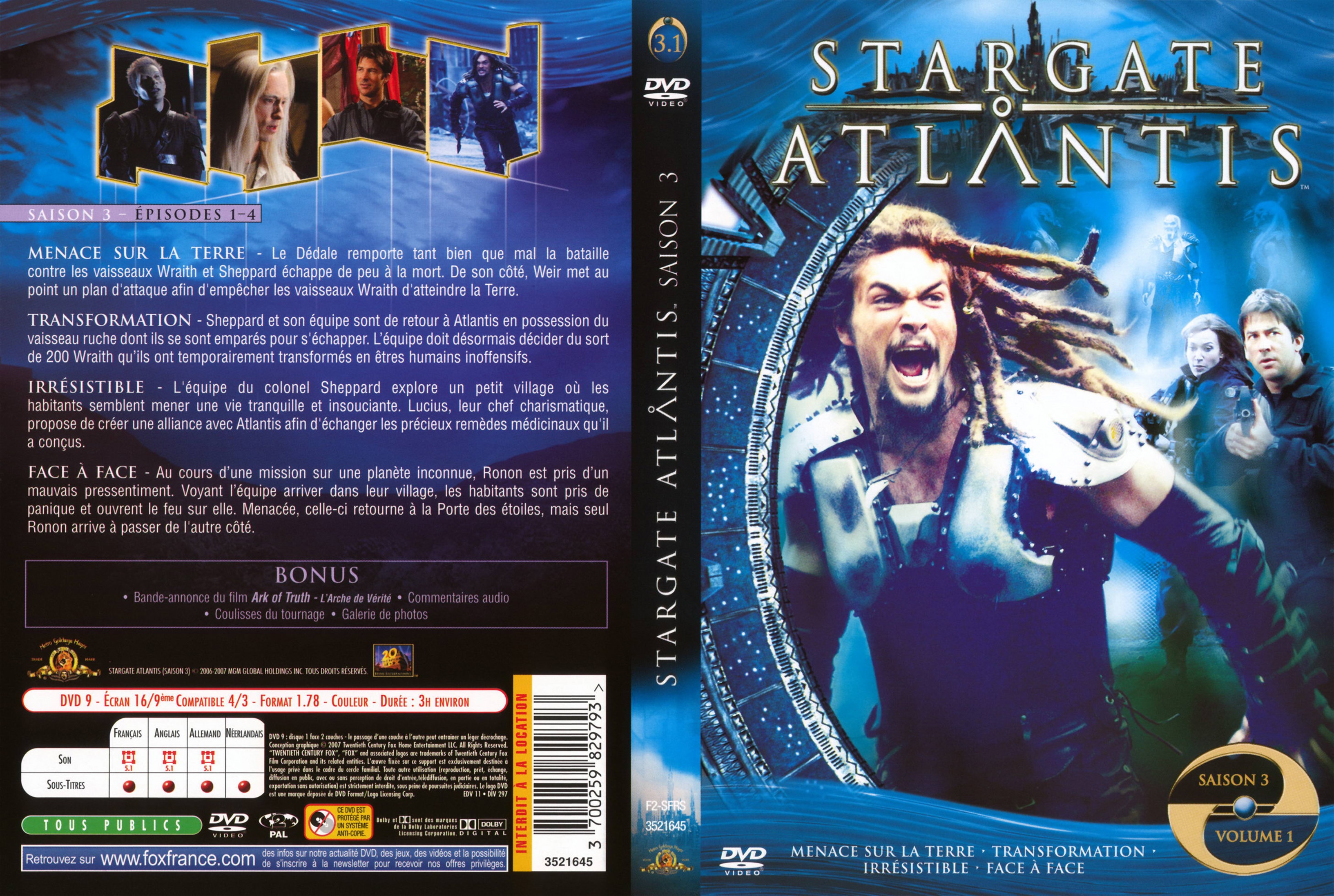 Jaquette DVD Stargate Atlantis Saison 3 vol 1