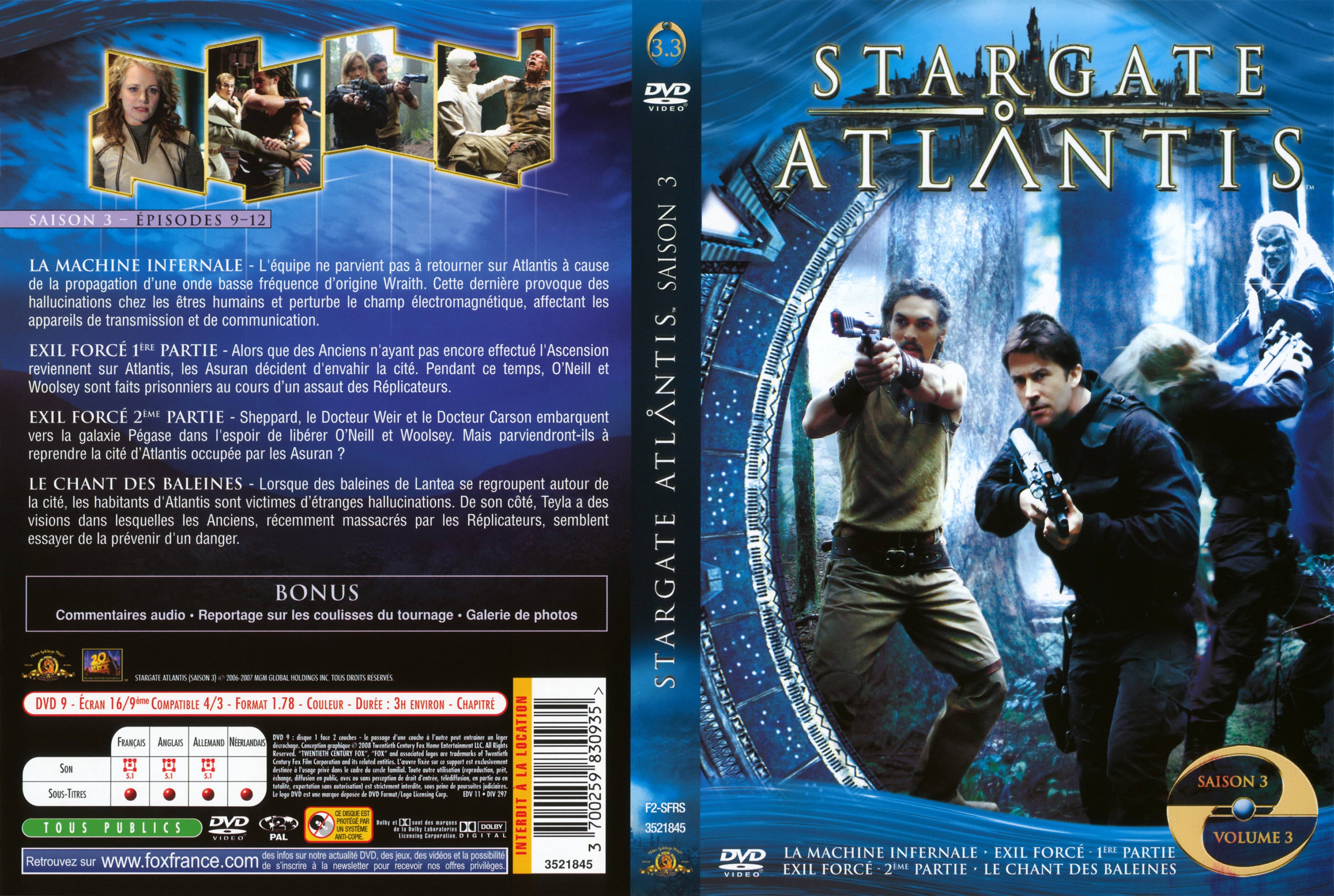 Jaquette DVD Stargate Atlantis Saison 3 vol 3