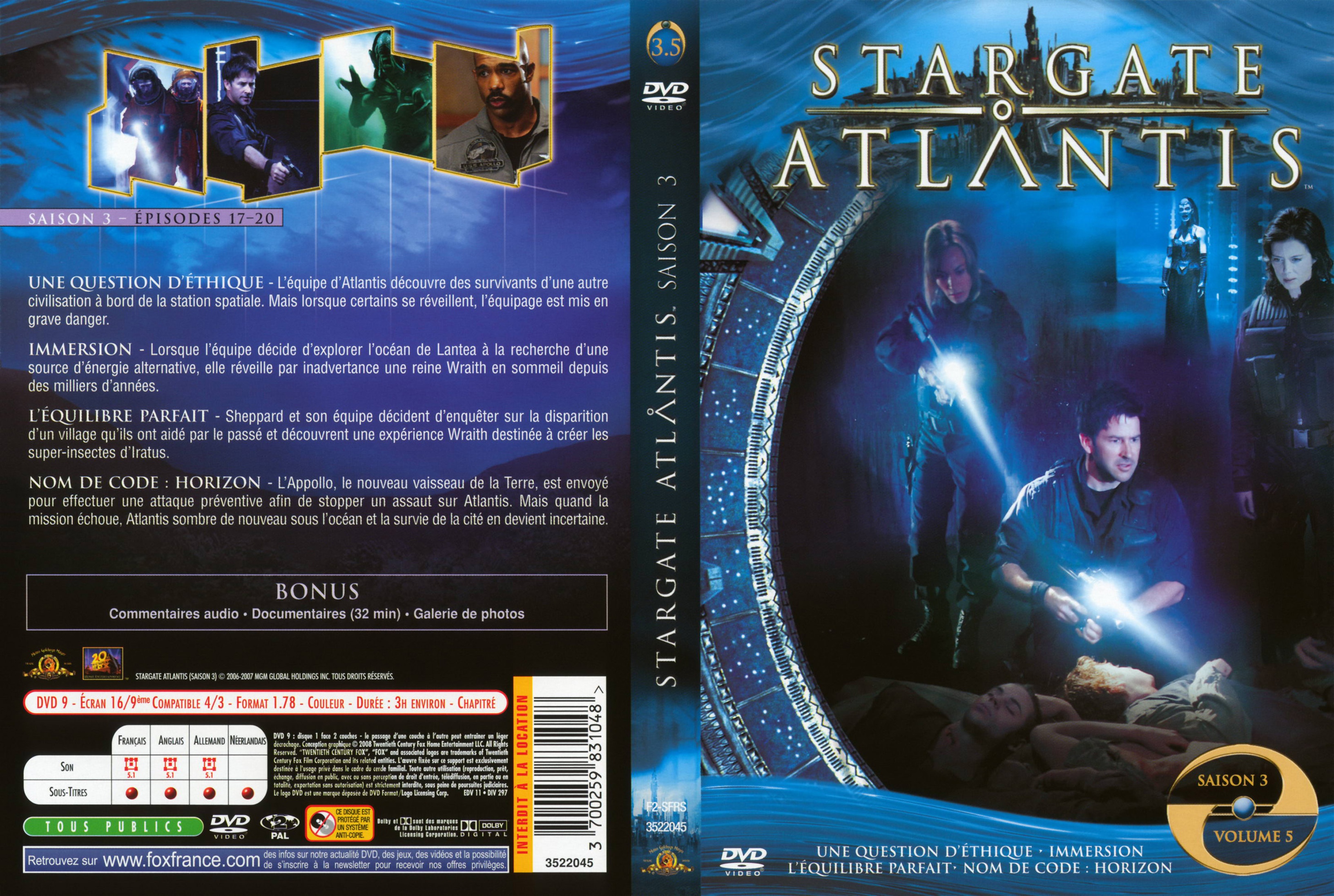 Jaquette DVD Stargate Atlantis Saison 3 vol 5