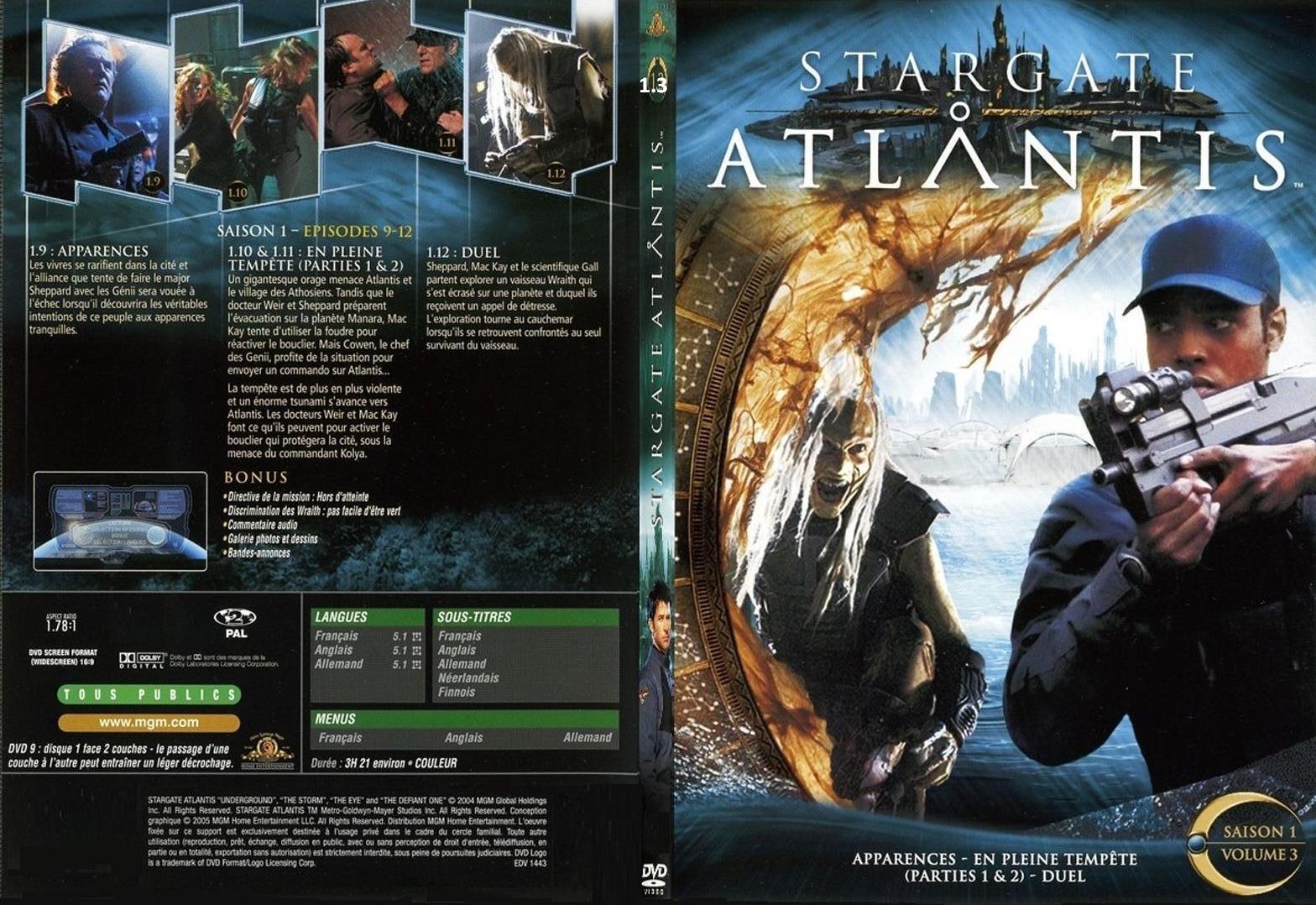 Jaquette DVD Stargate Atlantis saison 1 vol 3 - SLIM