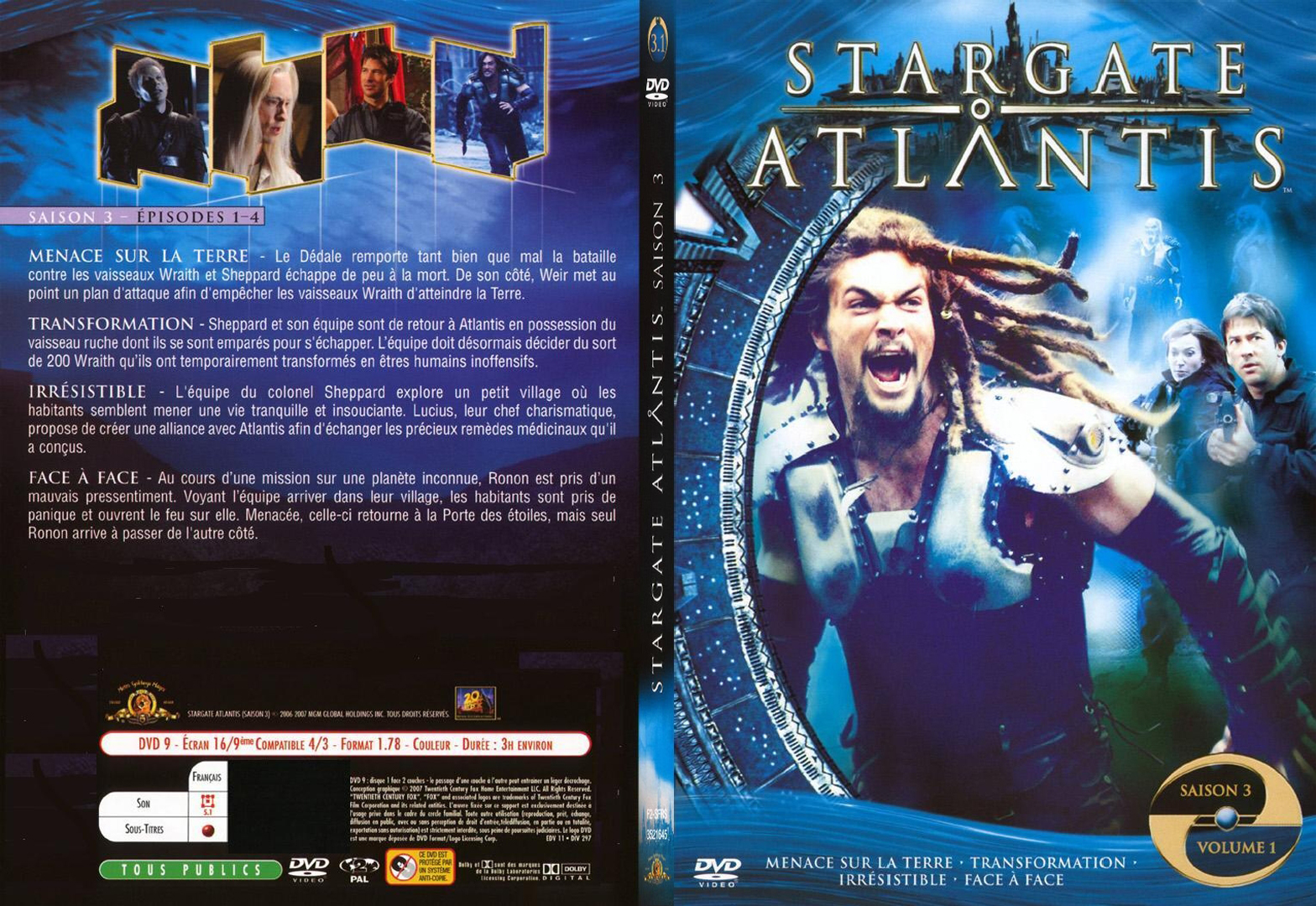 Jaquette DVD Stargate Atlantis saison 3 vol 1 - SLIM
