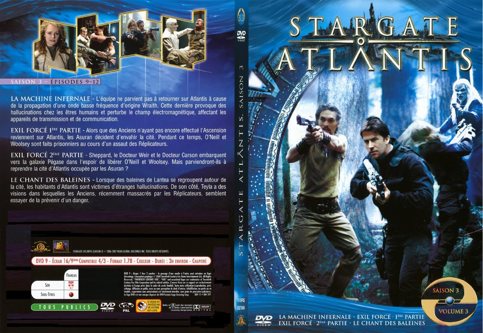 Jaquette DVD Stargate Atlantis saison 3 vol 3 - SLIM