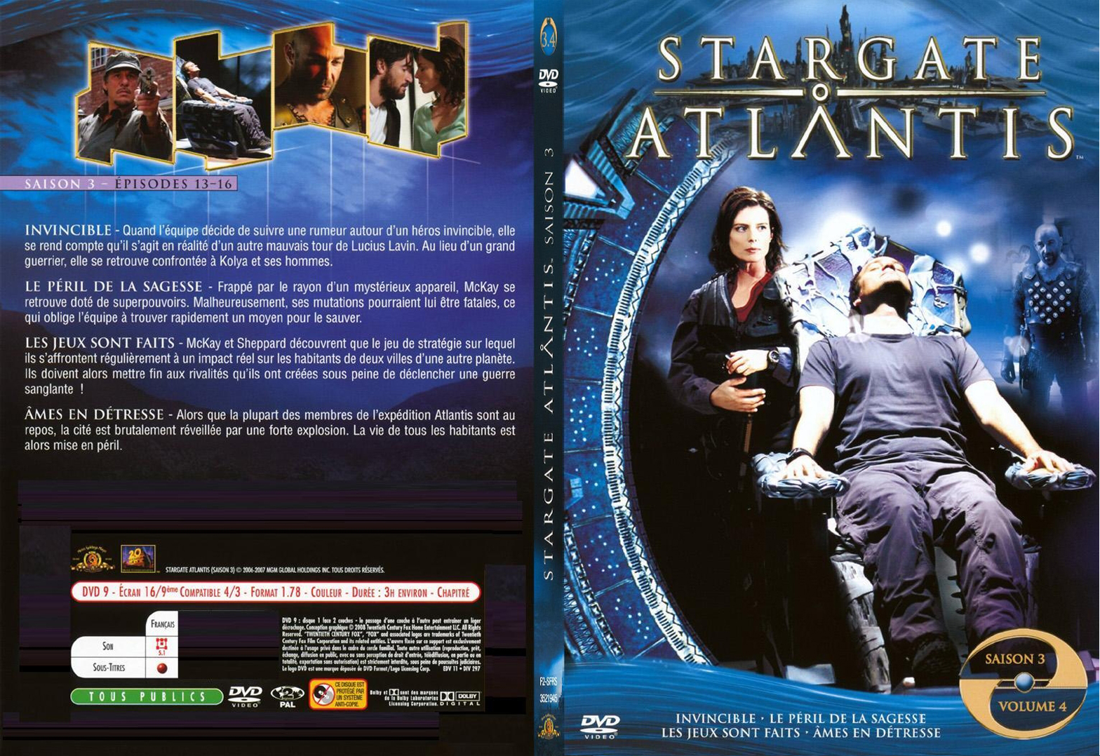 Jaquette DVD Stargate Atlantis saison 3 vol 4 - SLIM
