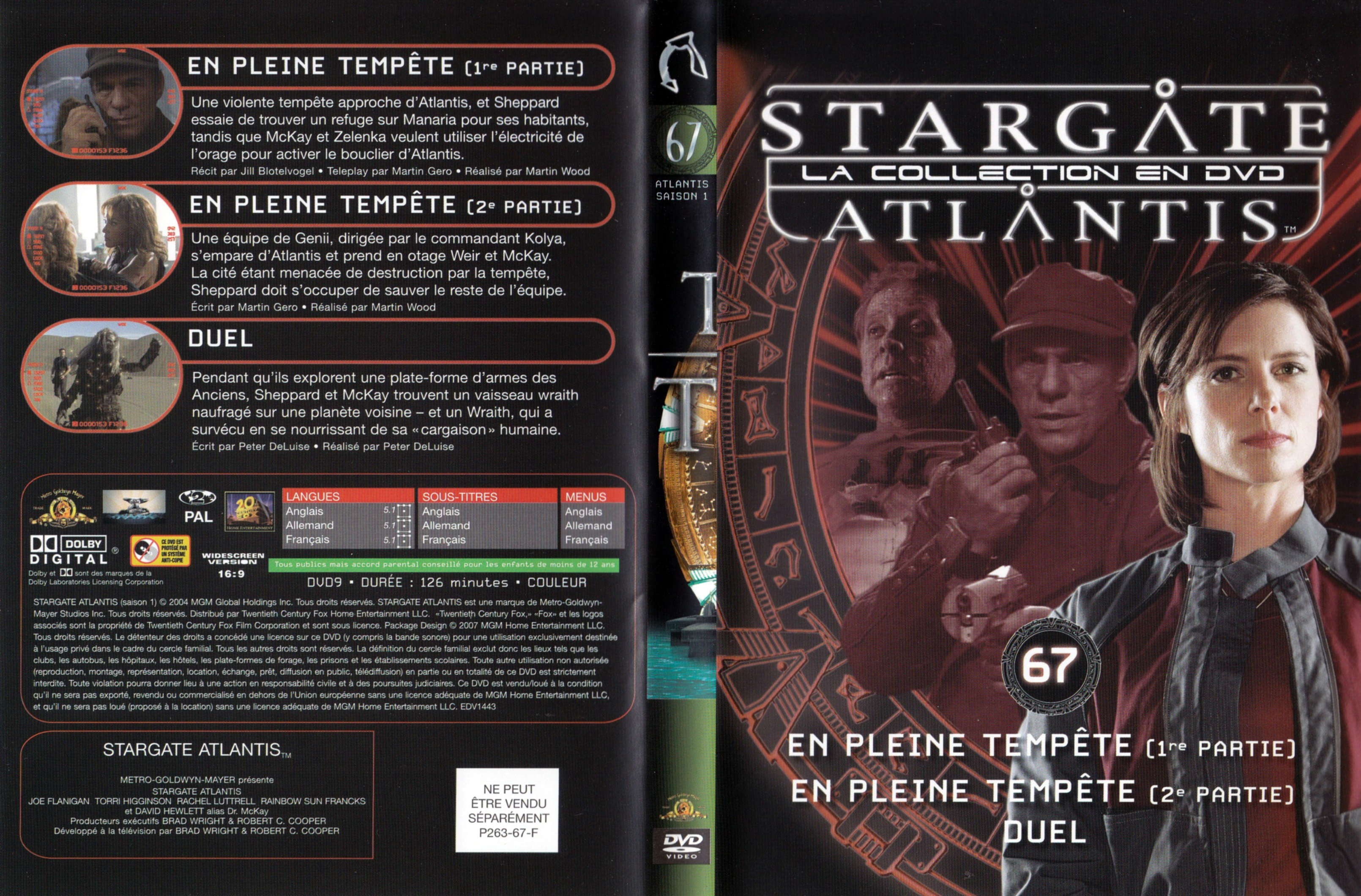 Jaquette DVD Stargate SG1 Atlantis Saison 1 vol 67