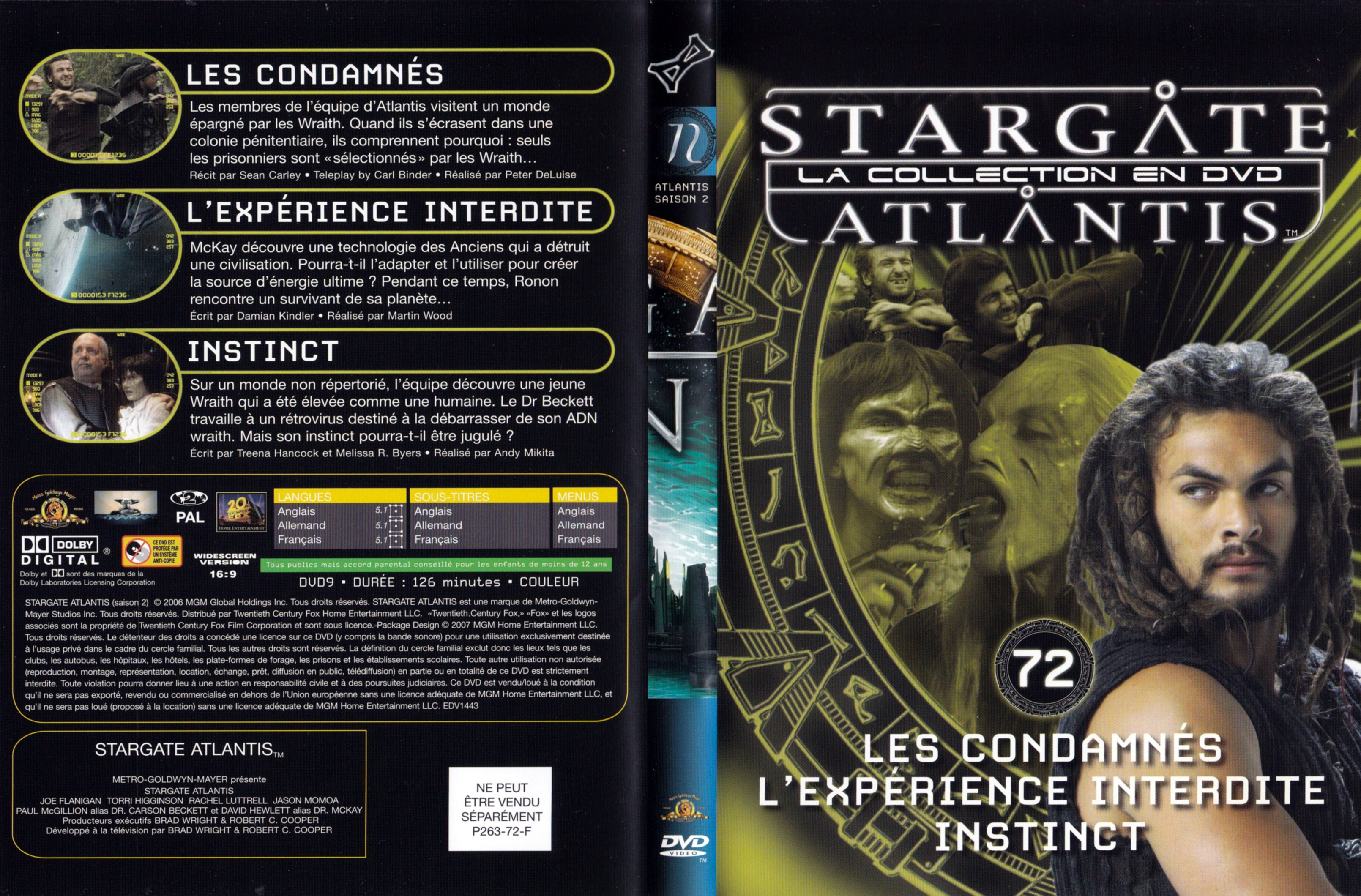 Jaquette DVD Stargate SG1 Atlantis Saison 2 vol 72