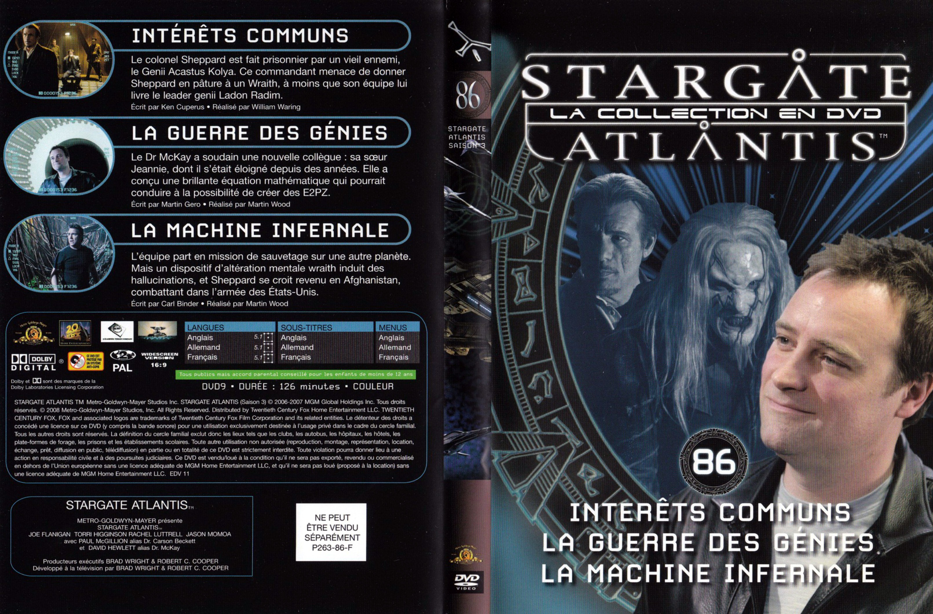 Jaquette DVD Stargate SG1 Atlantis Saison 3 vol 86