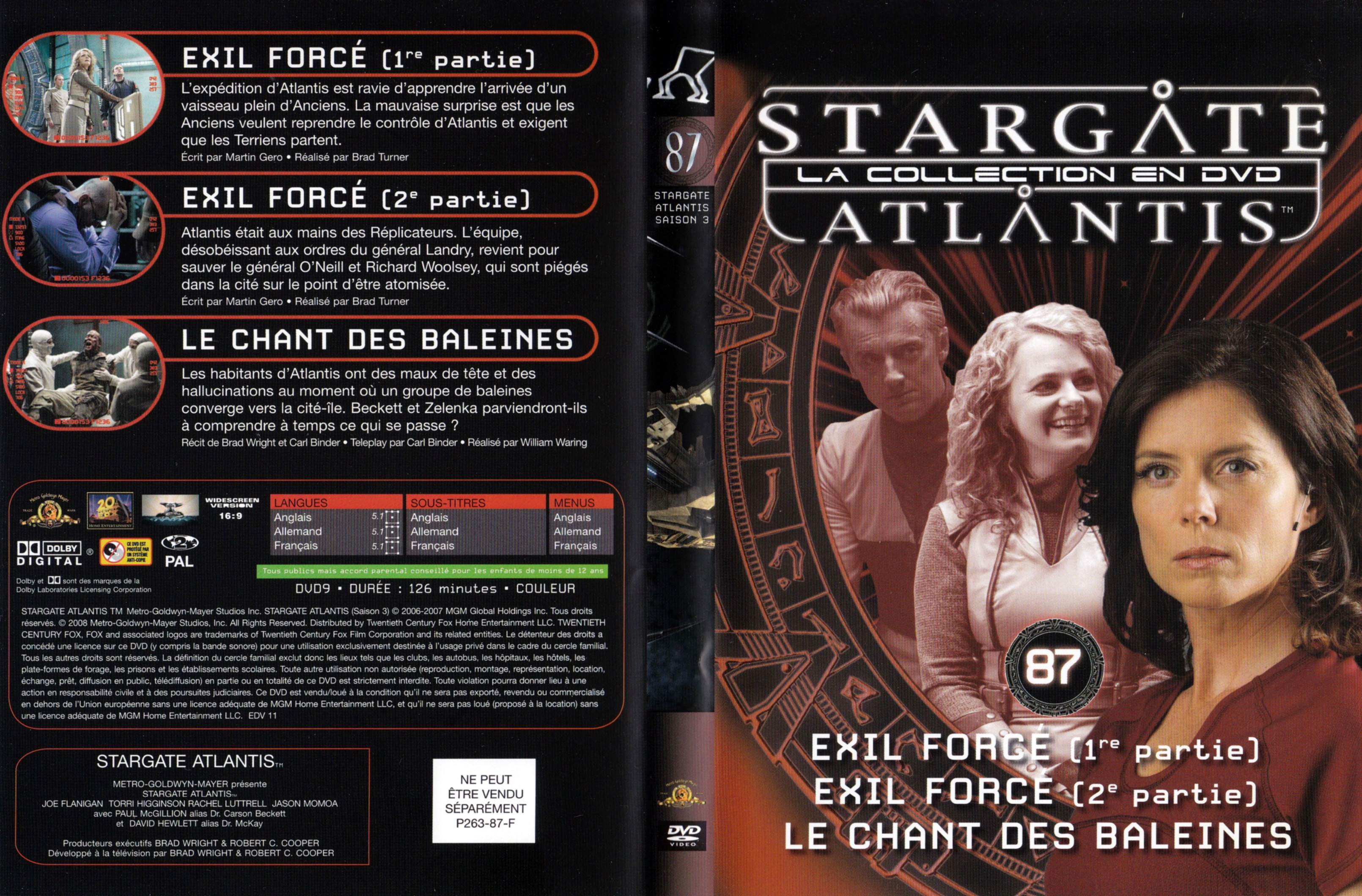 Jaquette DVD Stargate SG1 Atlantis Saison 3 vol 87
