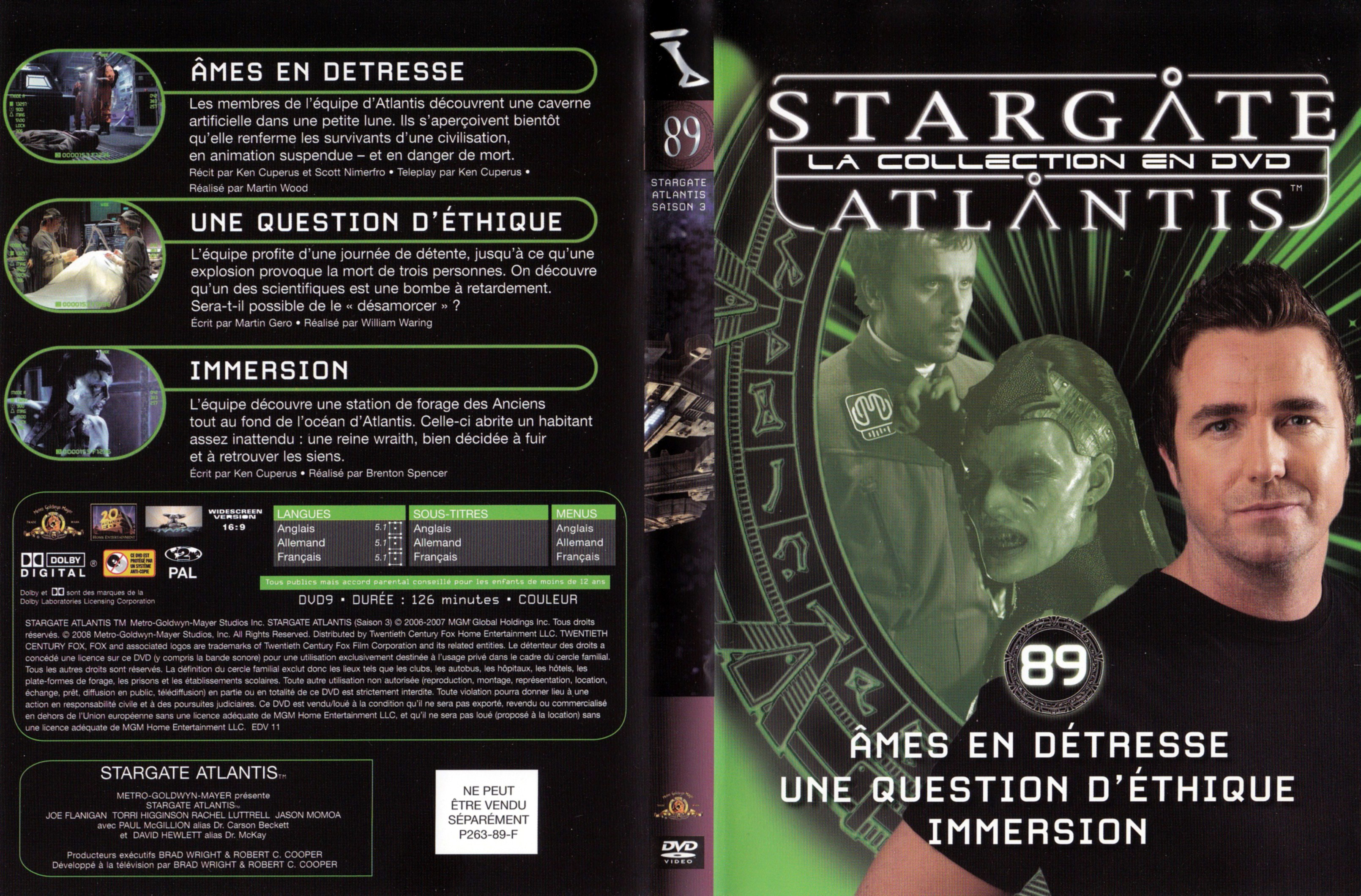 Jaquette DVD Stargate SG1 Atlantis Saison 3 vol 89