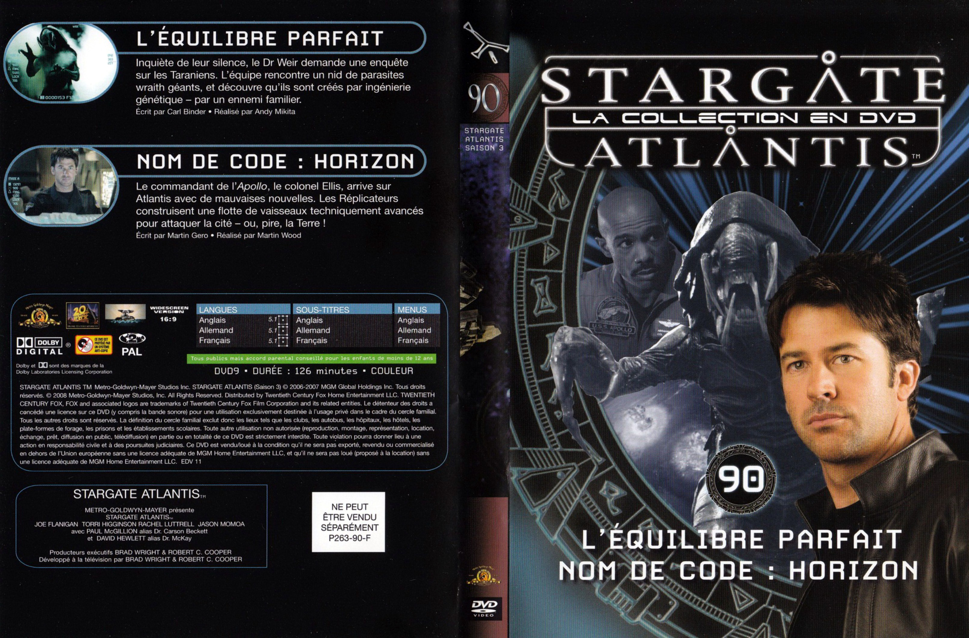 Jaquette DVD Stargate SG1 Atlantis Saison 3 vol 90
