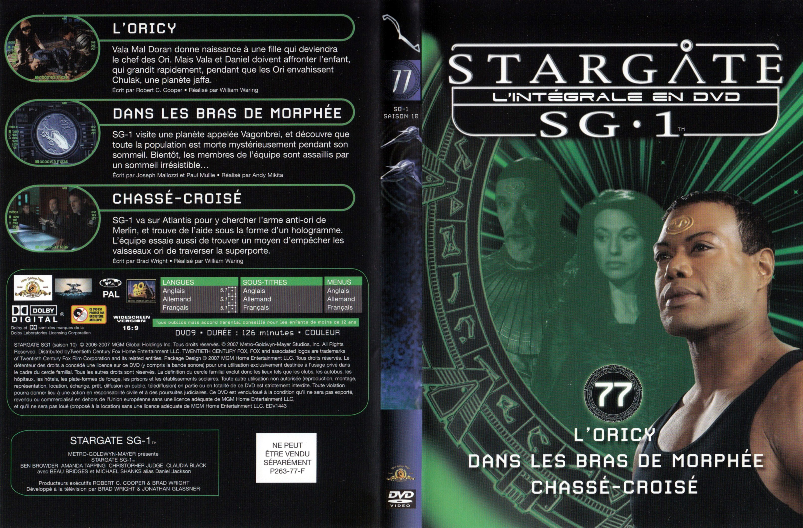 Jaquette DVD Stargate SG1 Intgrale Saison 10 vol 77
