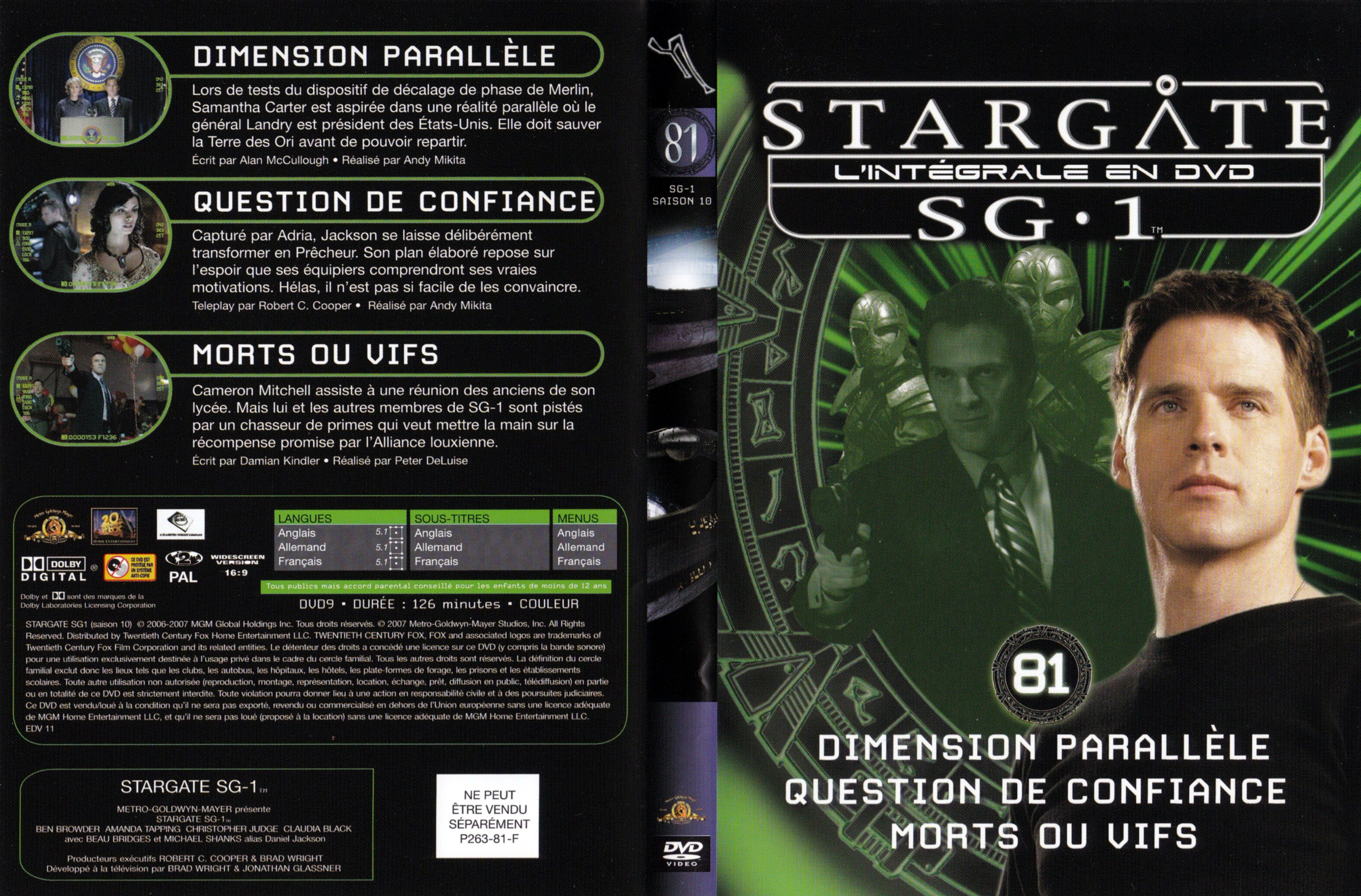 Jaquette DVD Stargate SG1 Intgrale Saison 10 vol 81
