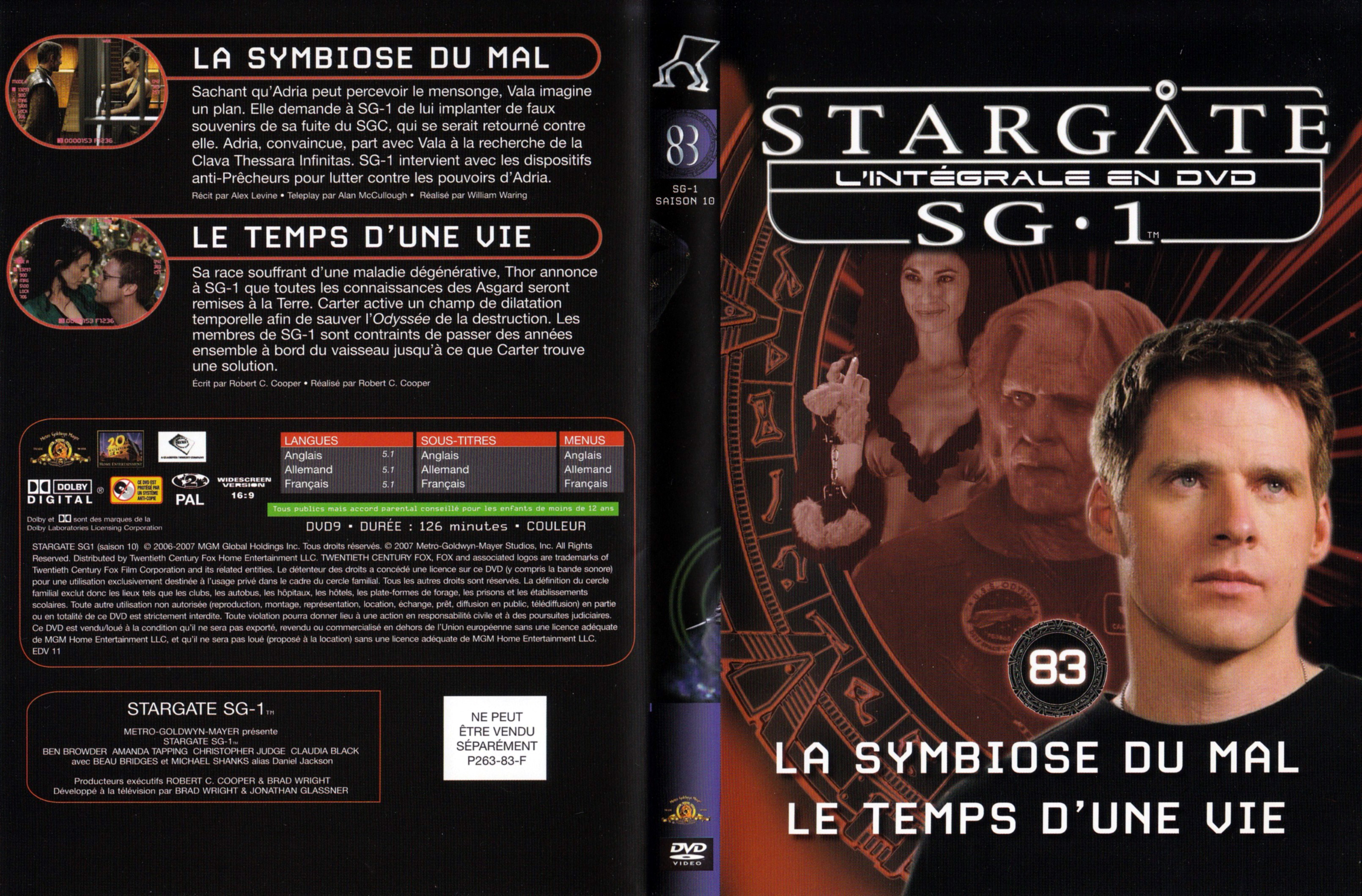 Jaquette DVD Stargate SG1 Intgrale Saison 10 vol 83