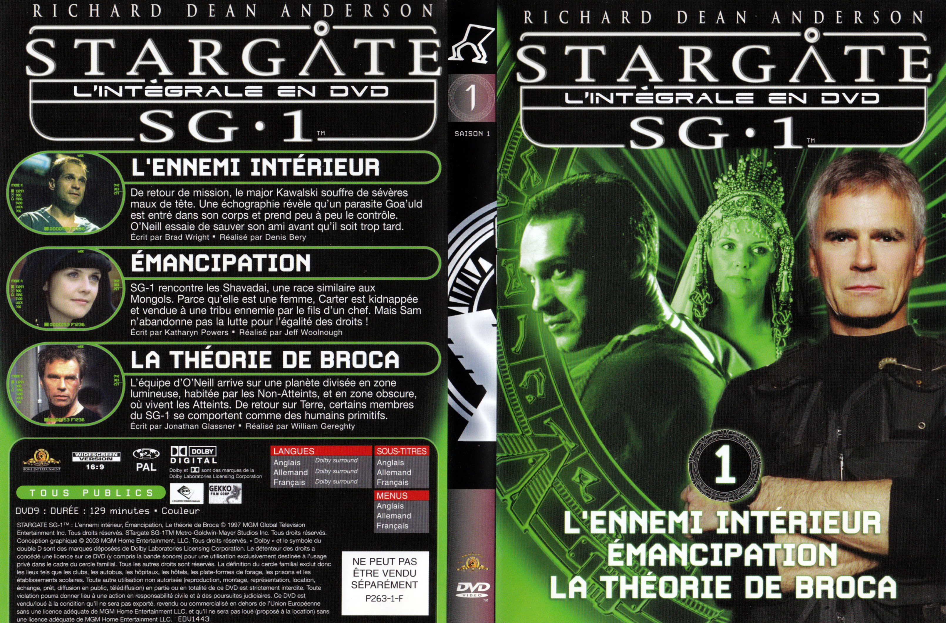Jaquette DVD Stargate SG1 Intgrale Saison 1 vol 01