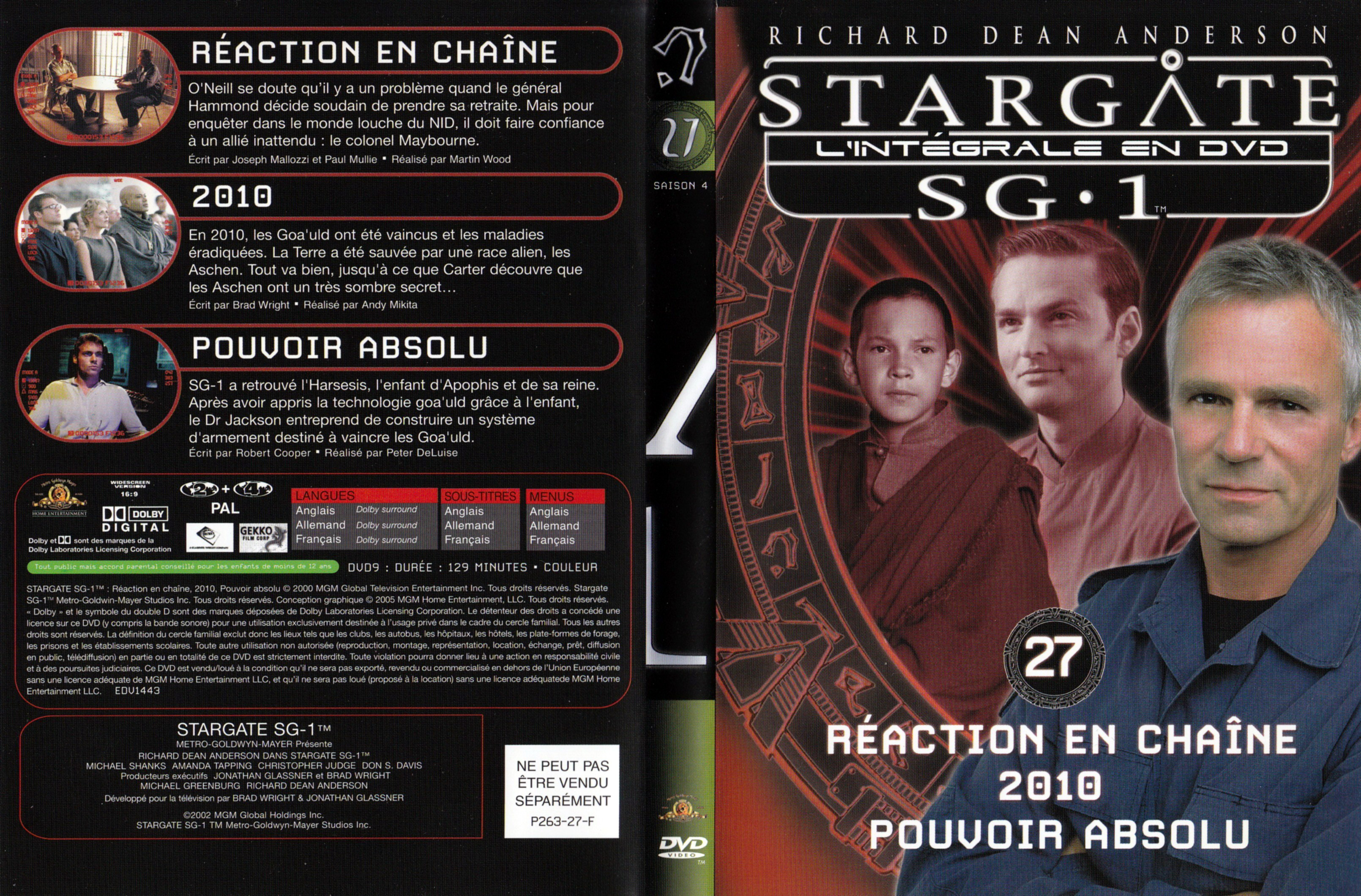 Jaquette DVD Stargate SG1 Intgrale Saison 4 vol 27