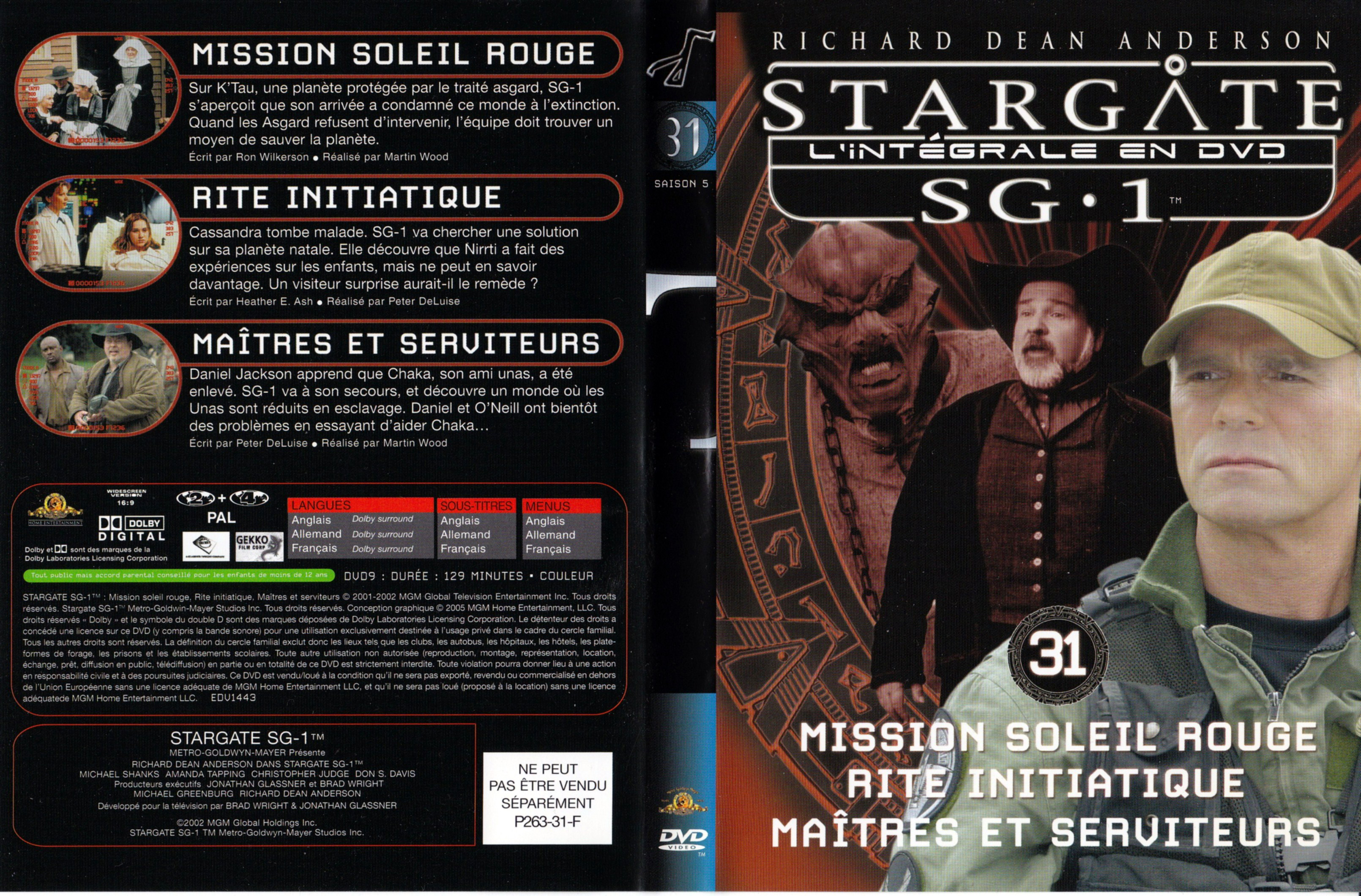 Jaquette DVD Stargate SG1 Intgrale Saison 5 vol 31