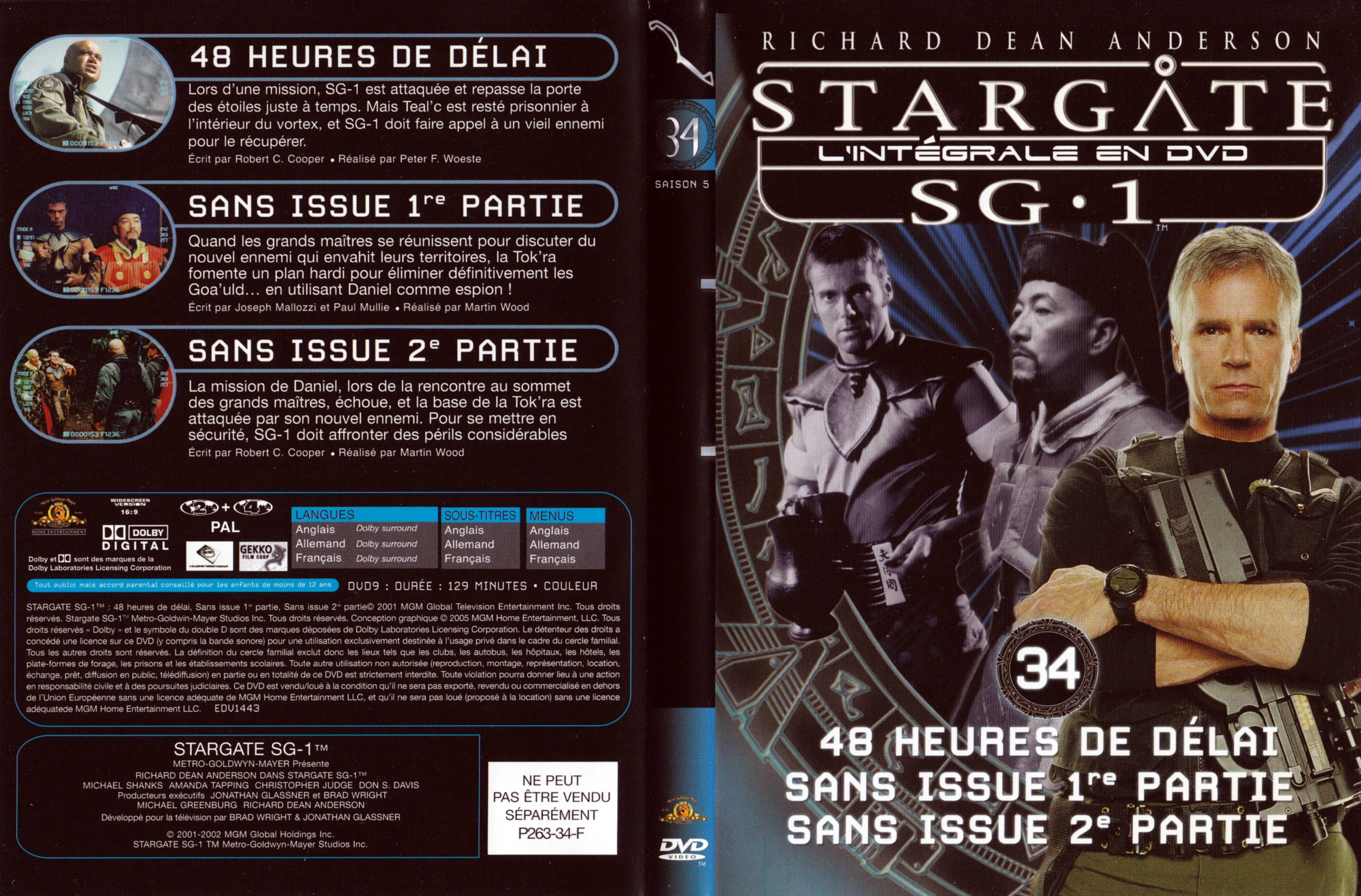 Jaquette DVD Stargate SG1 Intgrale Saison 5 vol 34