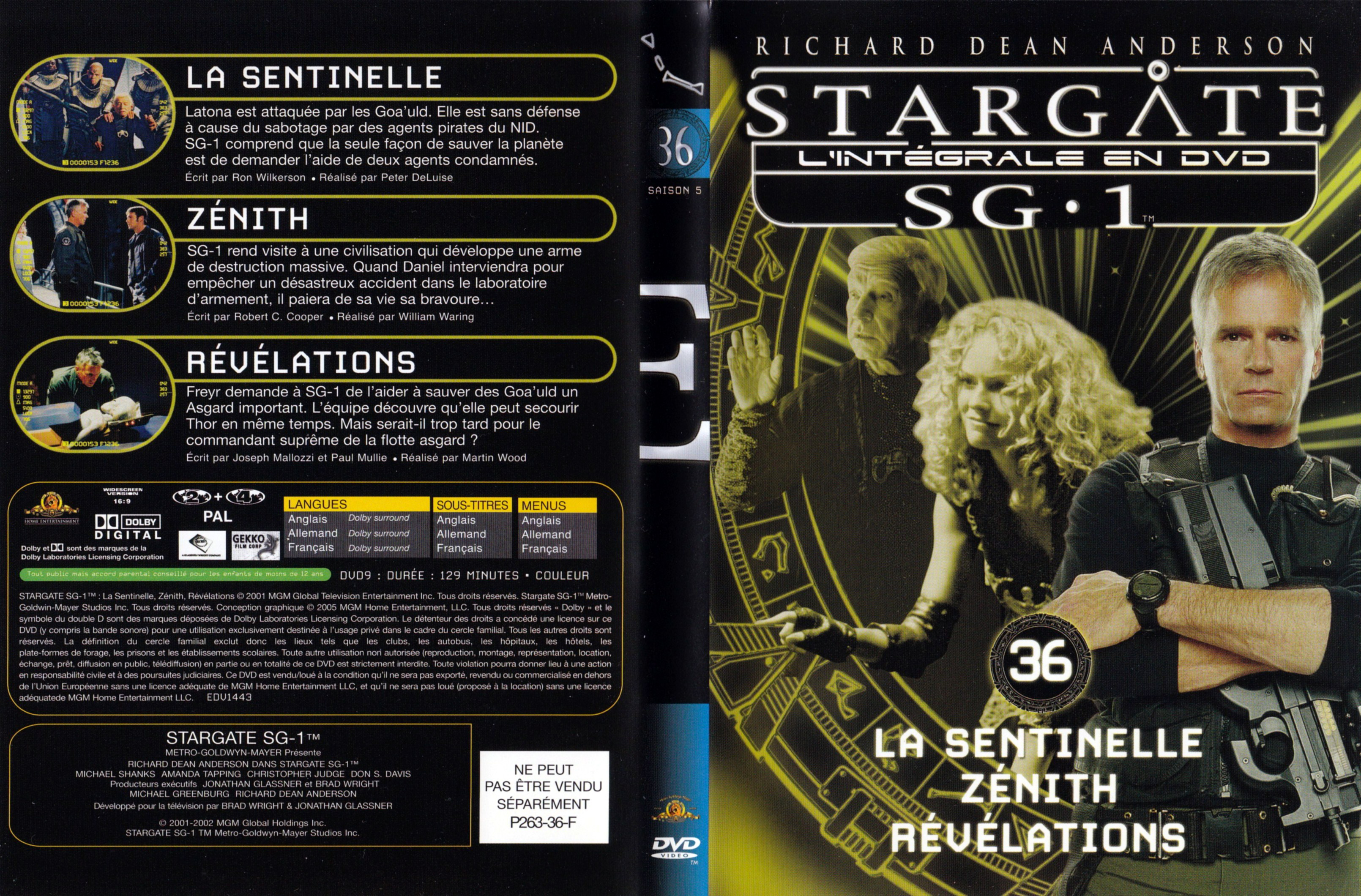 Jaquette DVD Stargate SG1 Intgrale Saison 5 vol 36