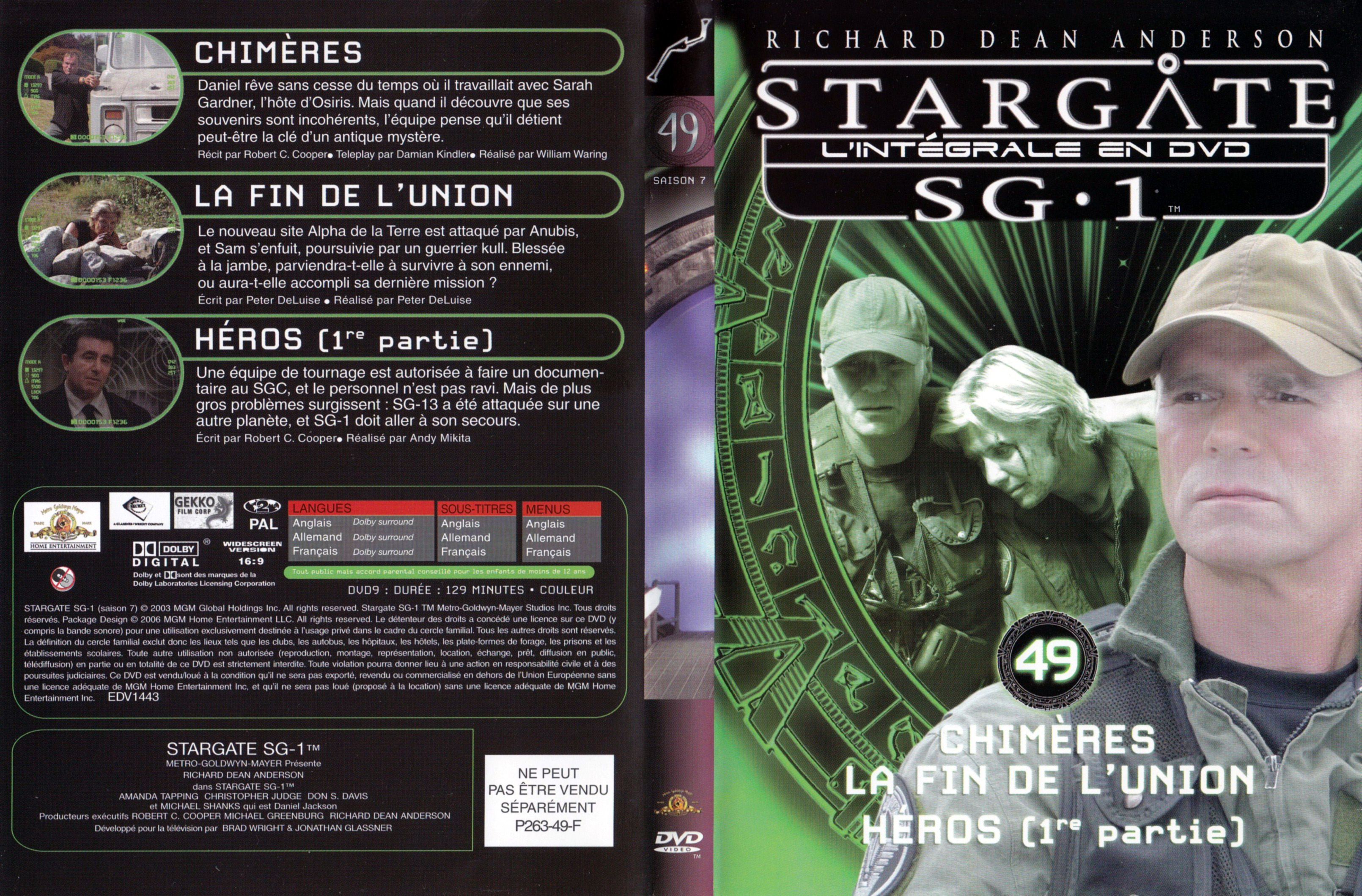Jaquette DVD Stargate SG1 Intgrale Saison 7 vol 49