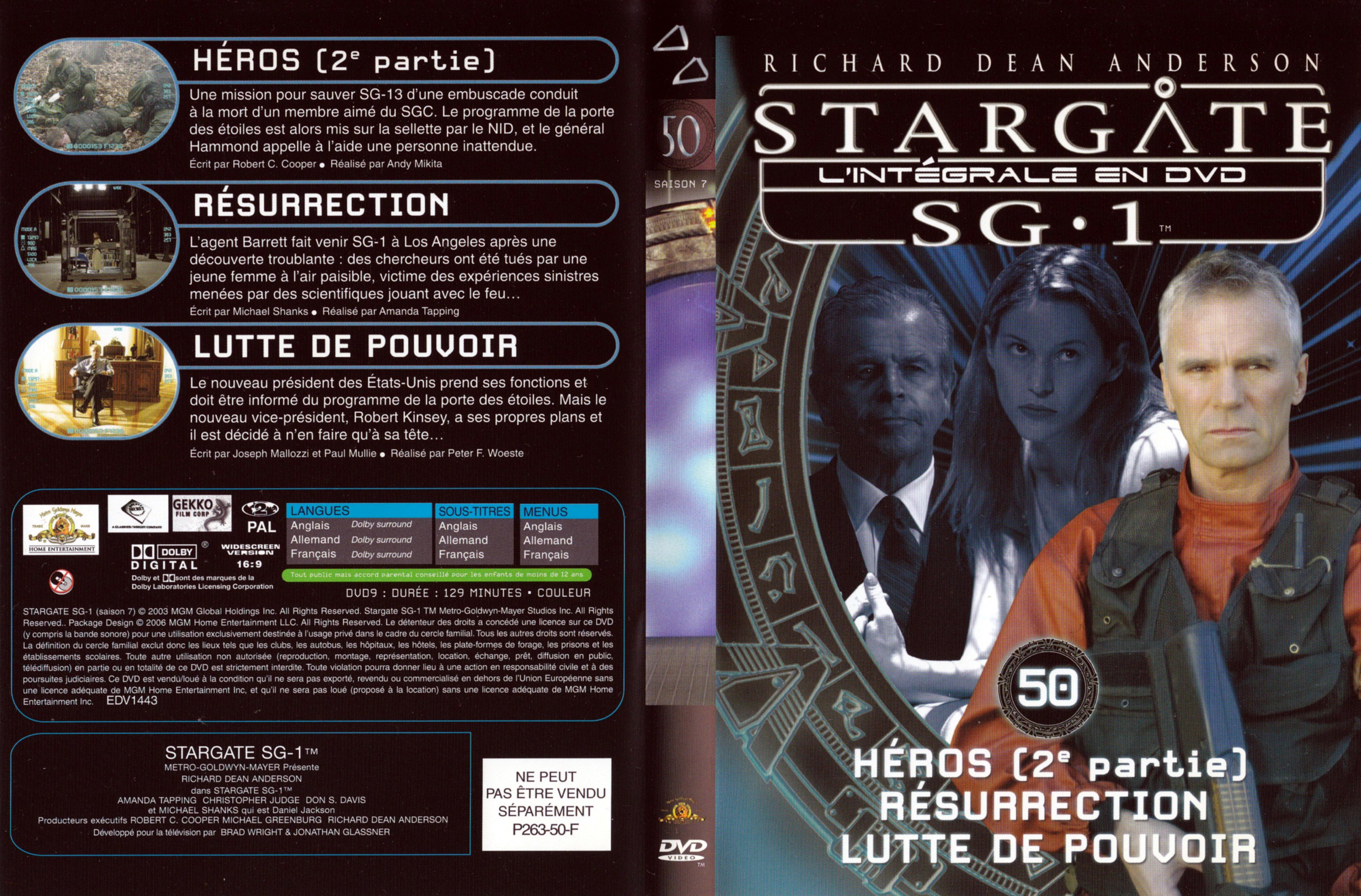 Jaquette DVD Stargate SG1 Intgrale Saison 7 vol 50