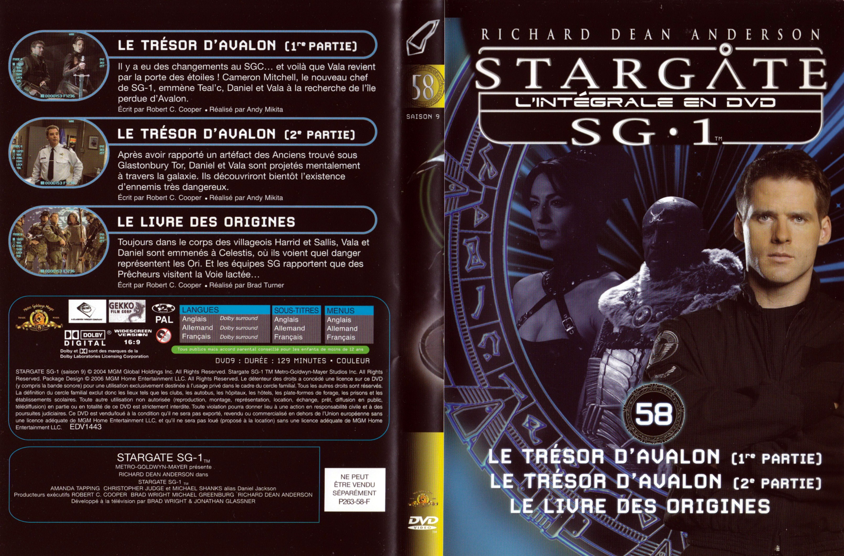 Jaquette DVD Stargate SG1 Intgrale Saison 9 vol 58