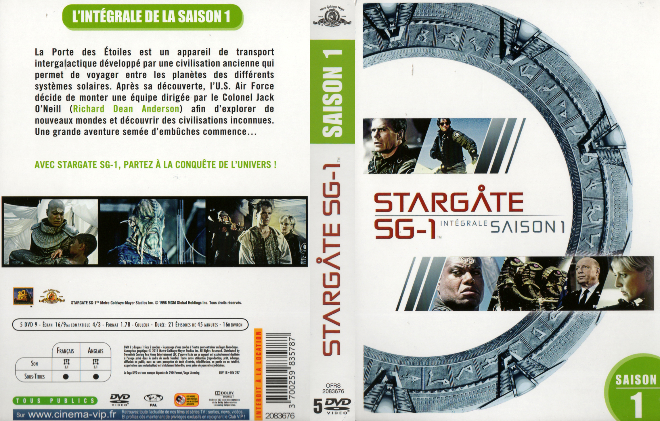 Jaquette DVD Stargate SG1 saison 1 COFFRET v2
