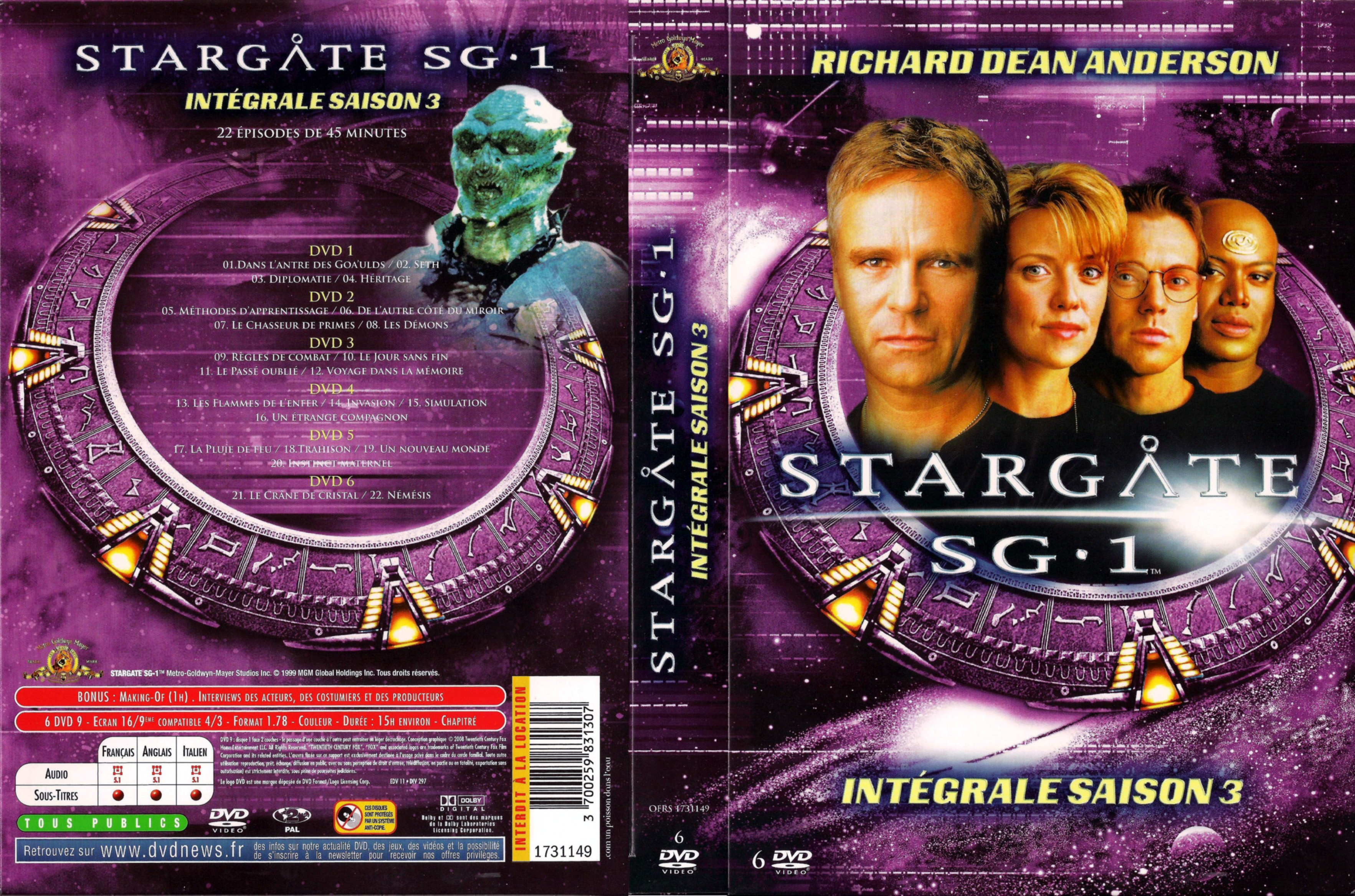 Jaquette DVD Stargate SG1 saison 3 COFFRET