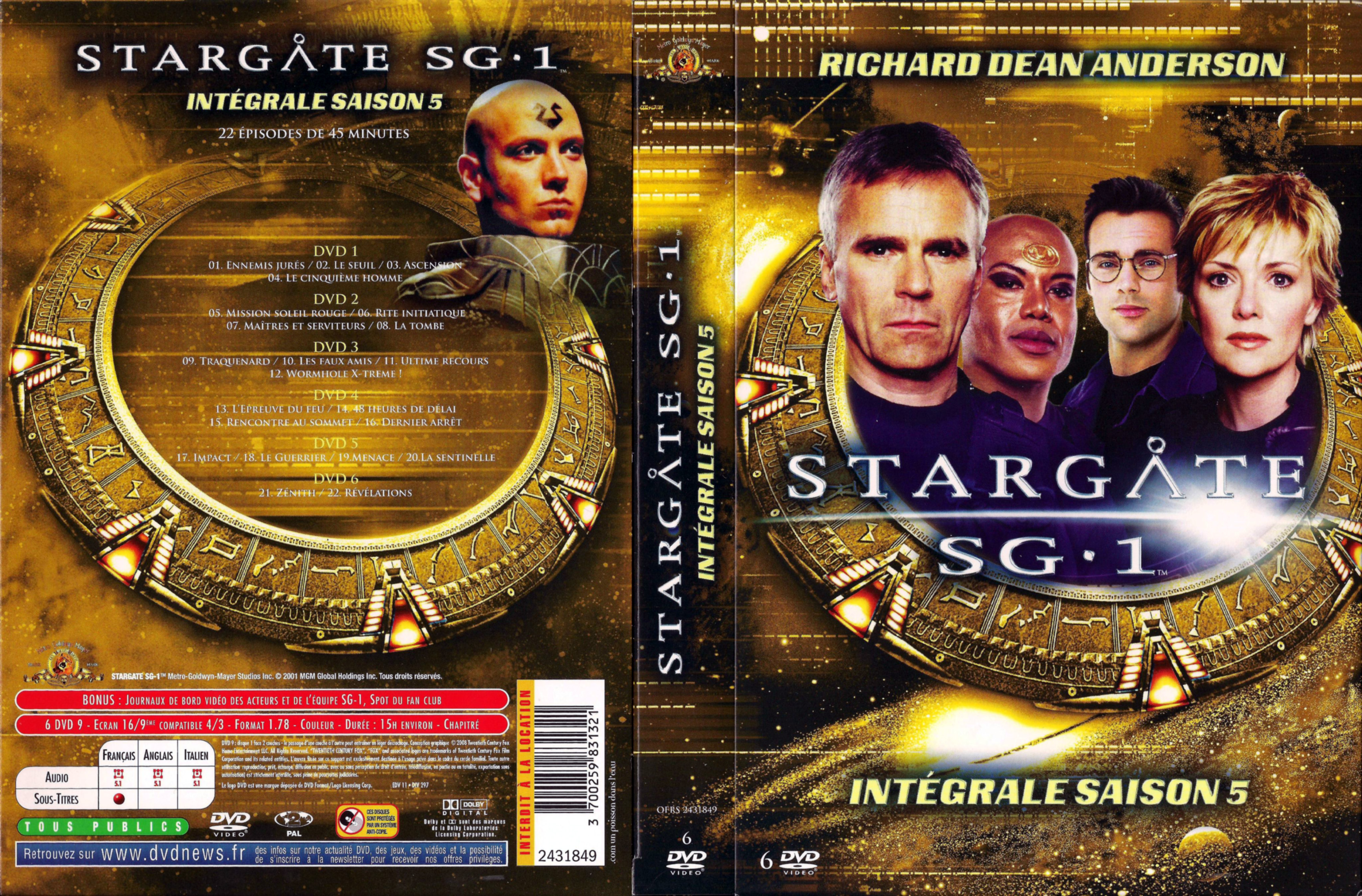 Jaquette DVD Stargate SG1 saison 5 COFFRET