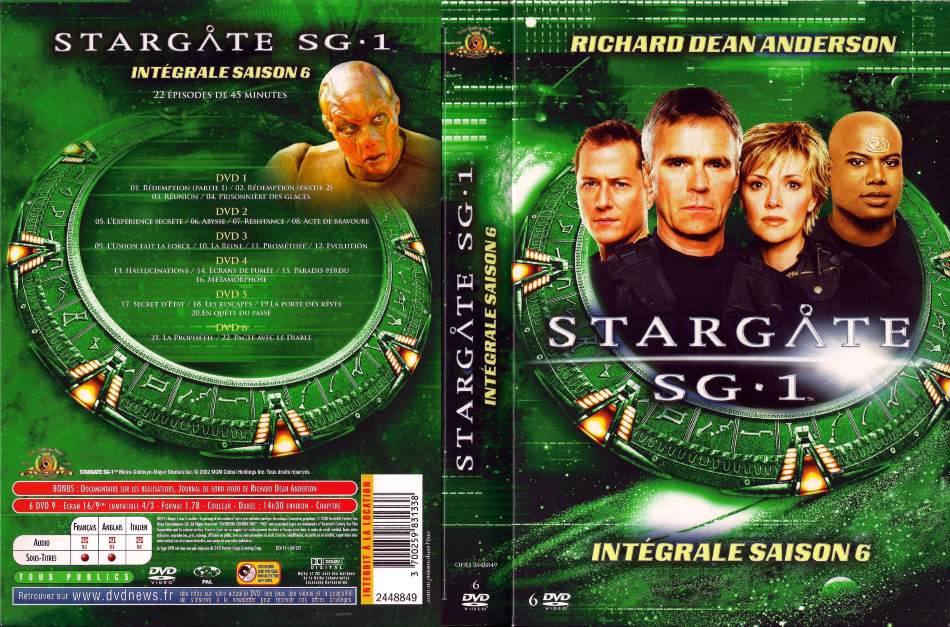 Jaquette DVD Stargate SG1 saison 6 COFFRET