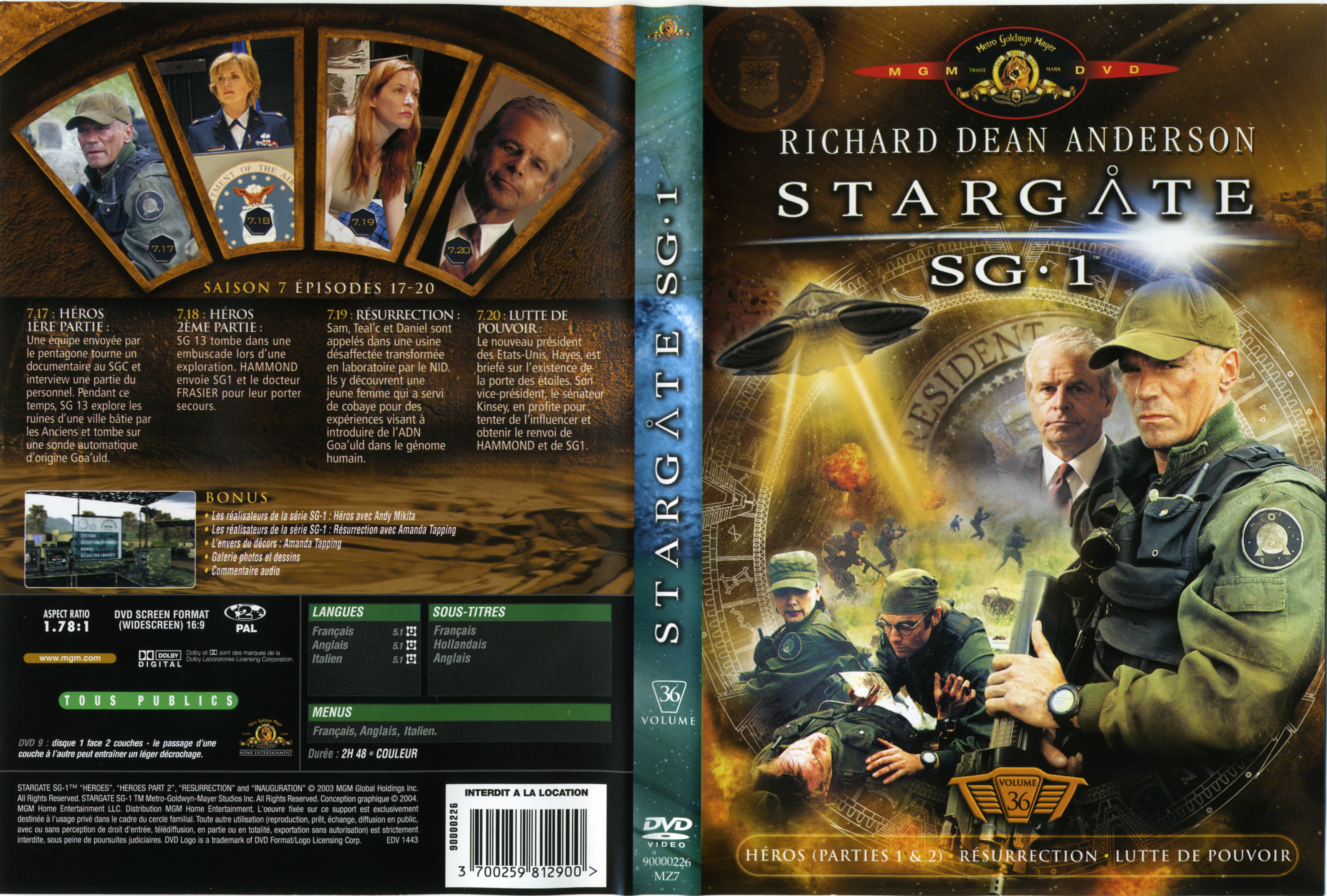 Jaquette DVD Stargate SG1 vol 36