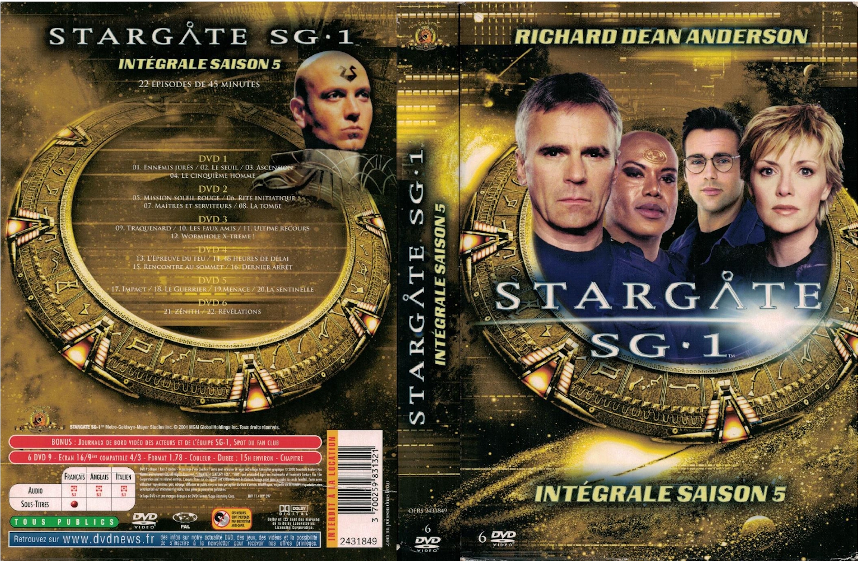 Jaquette DVD Stargate SG-1 Saison 5 COFFRET