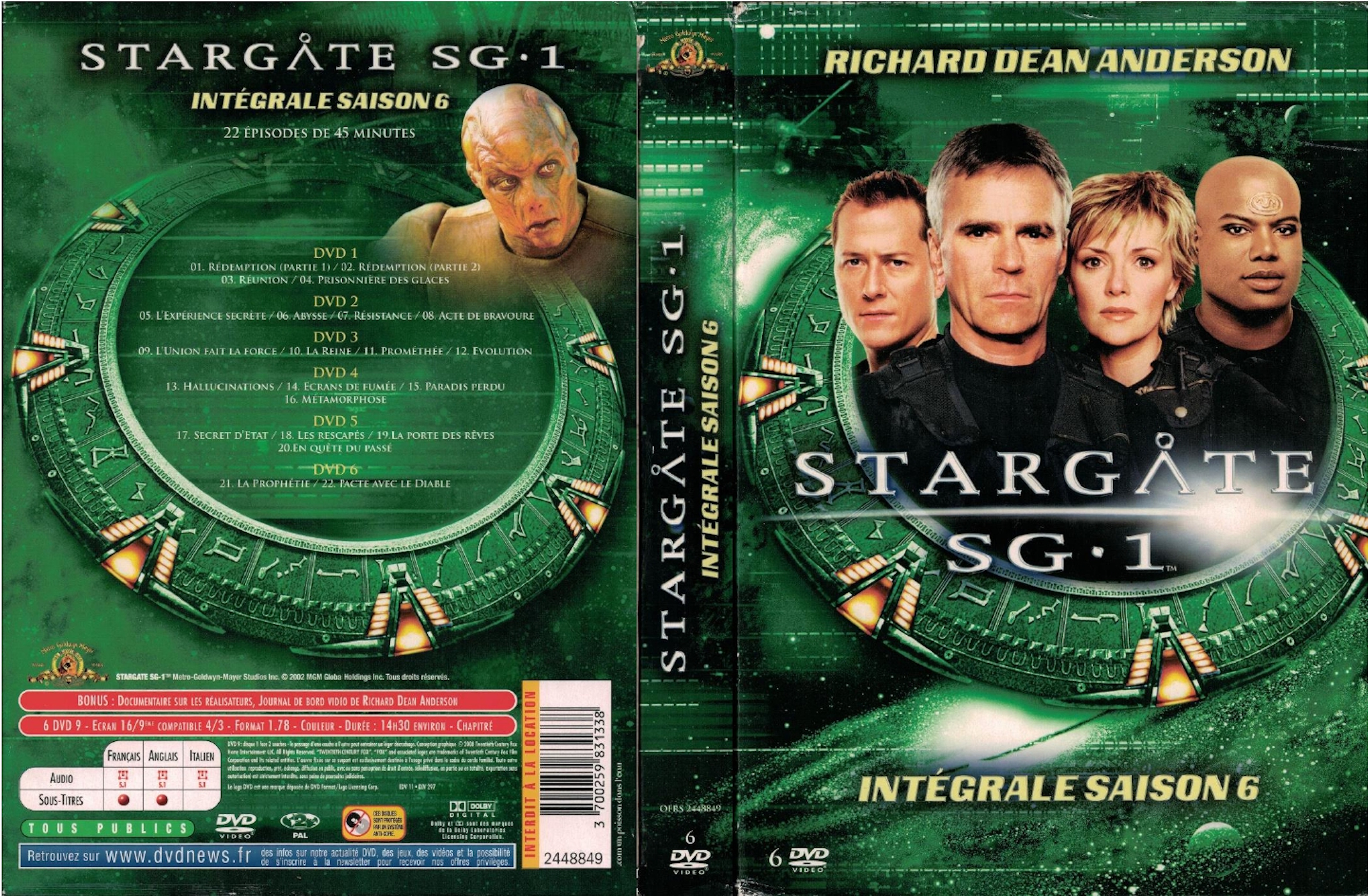 Jaquette DVD Stargate SG-1 Saison 6 COFFRET