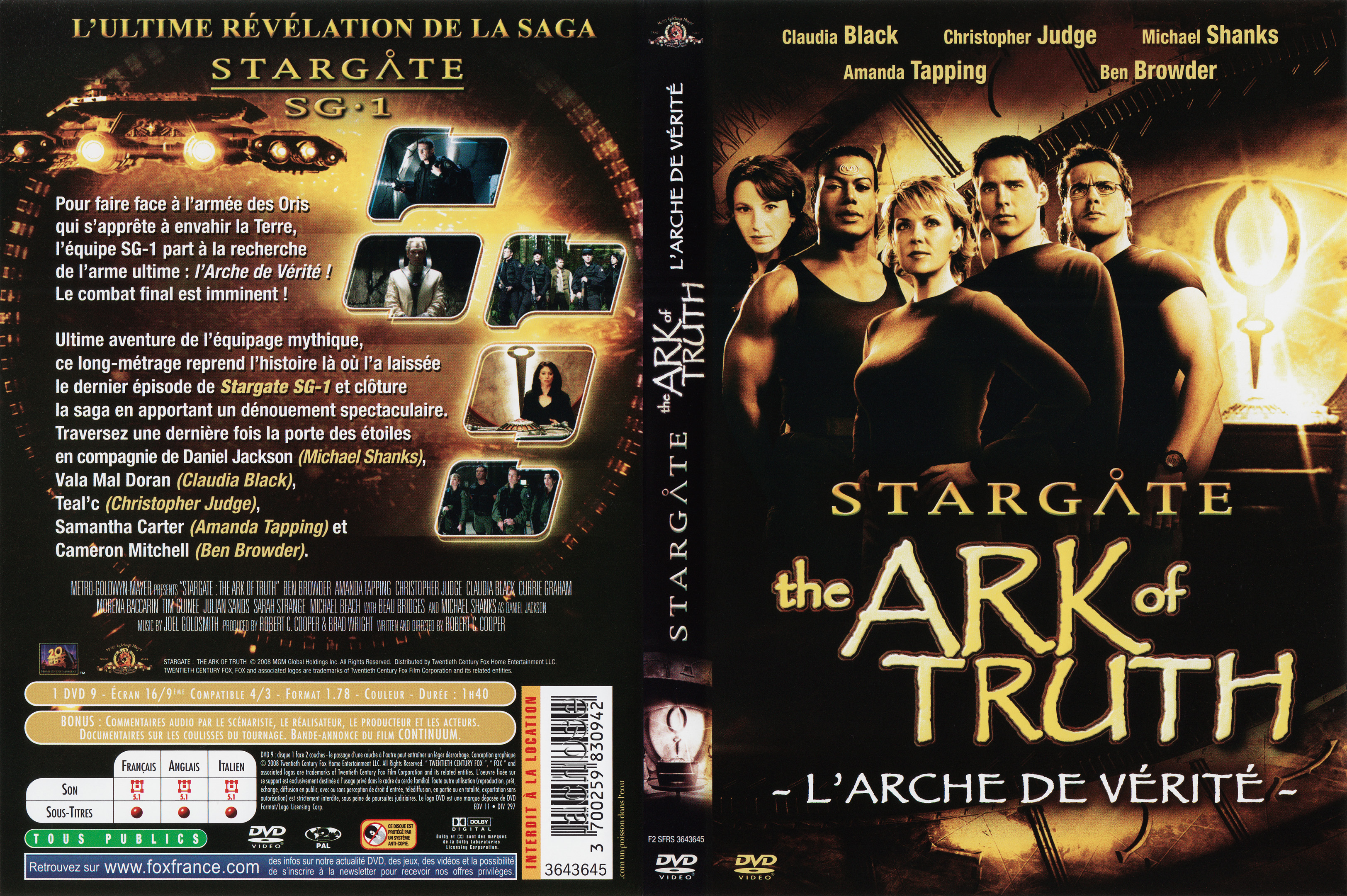 Jaquette DVD Stargate The ark of truth - L